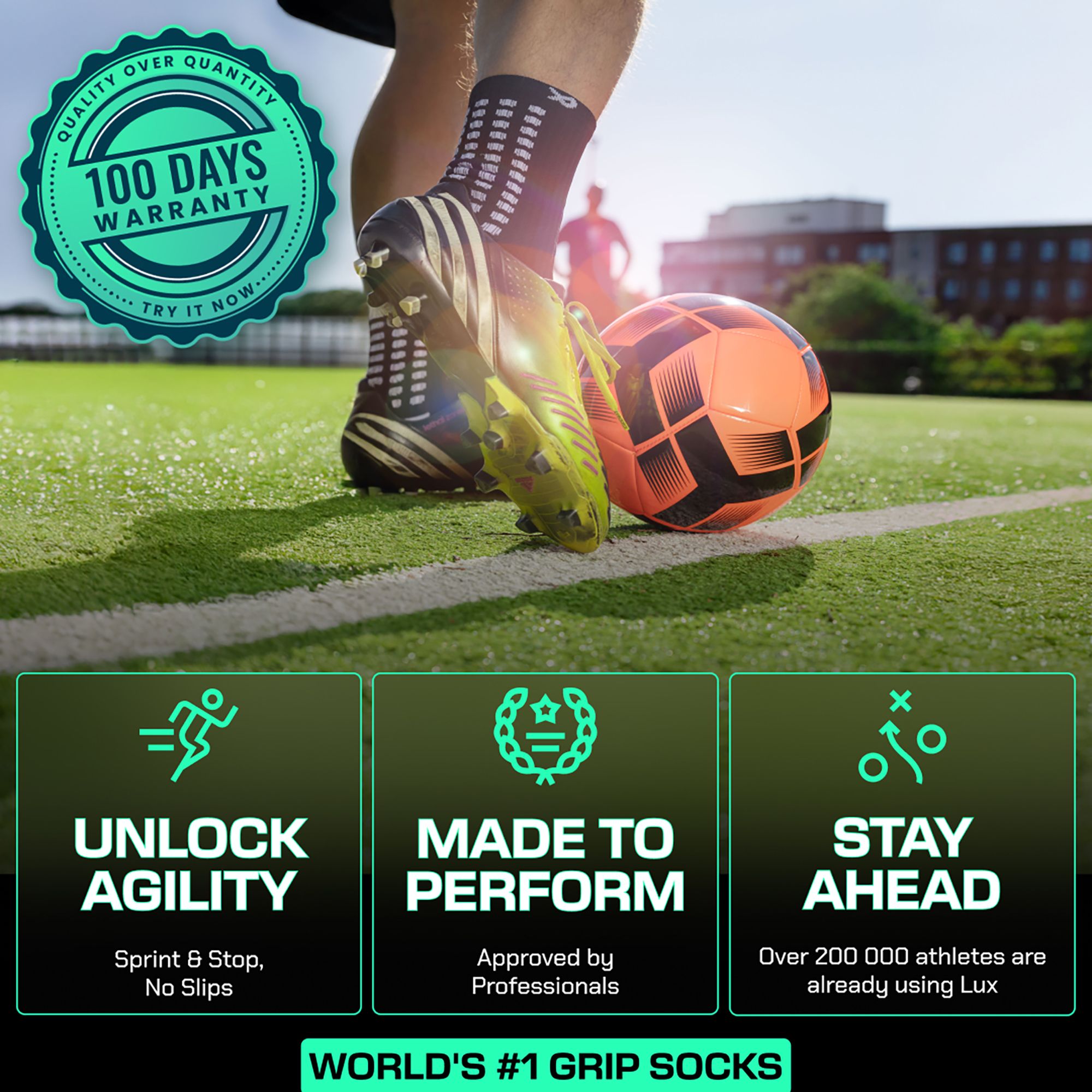 LUX Anti Slip Soccer Calf Socks - 2 Pack product image