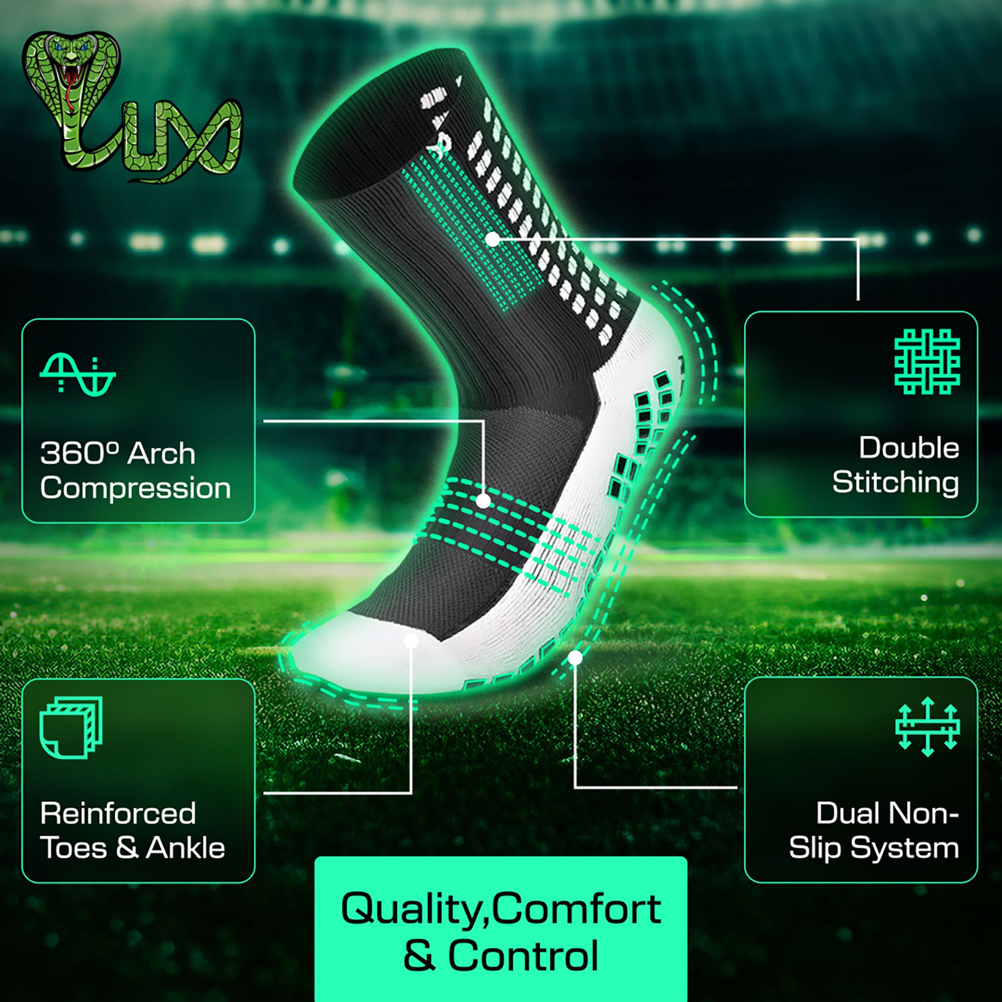 LUX Anti Slip Soccer Calf Socks - 2 Pack product image