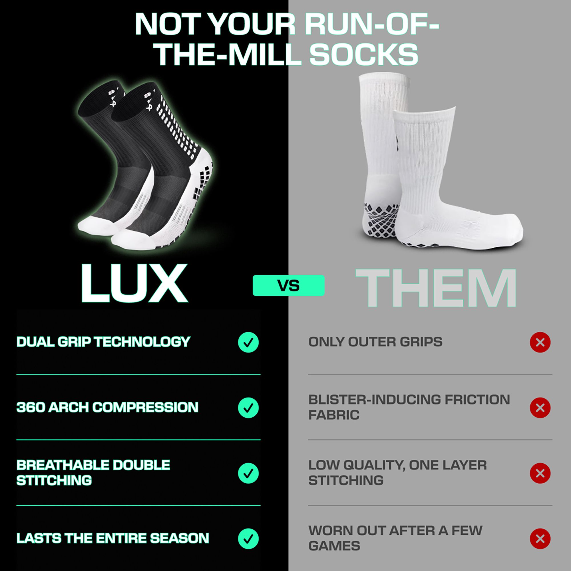 LUX Anti Slip Soccer Calf Socks - 2 Pack product image