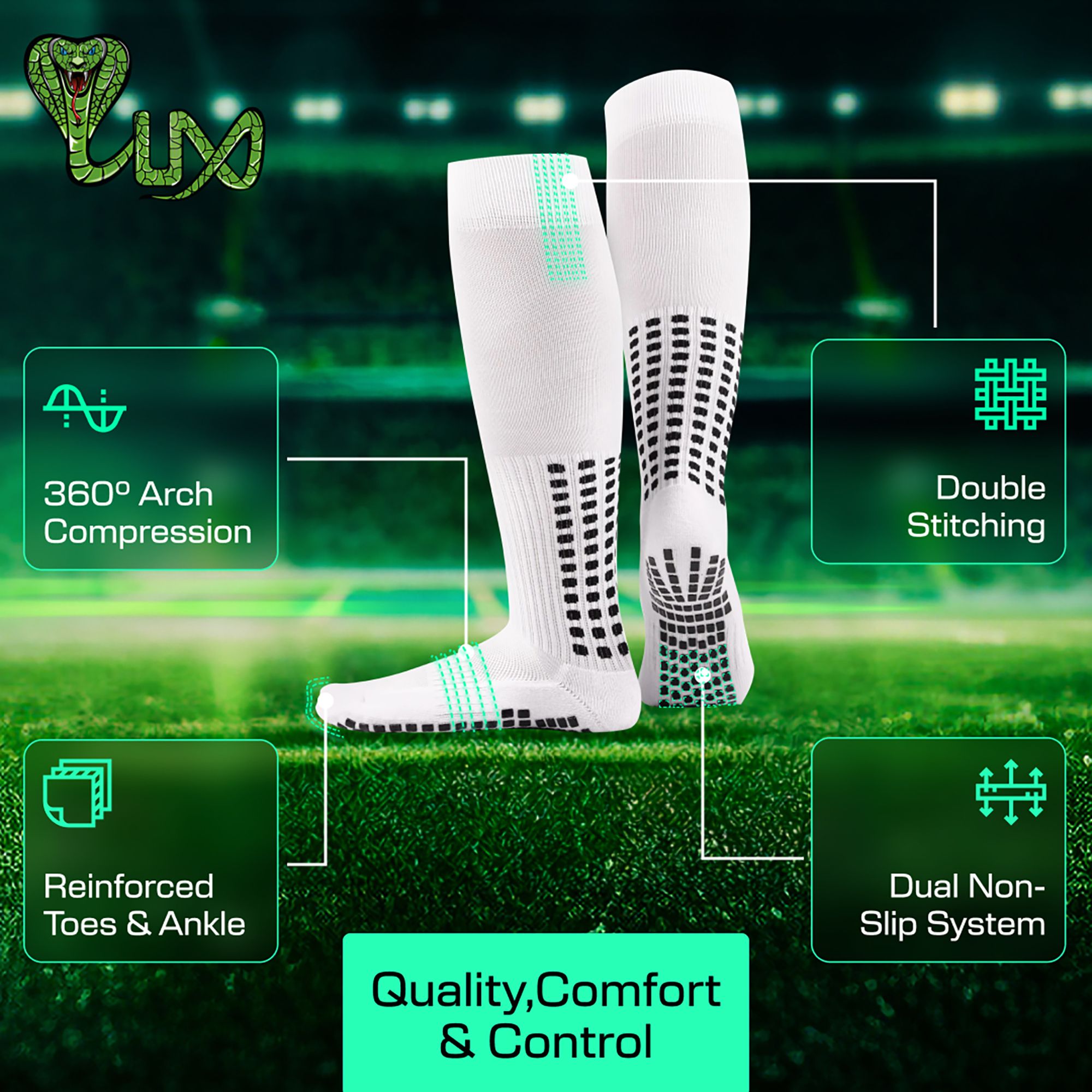 LUX Anti Slip Soccer Knee Socks - 2 Pack product image