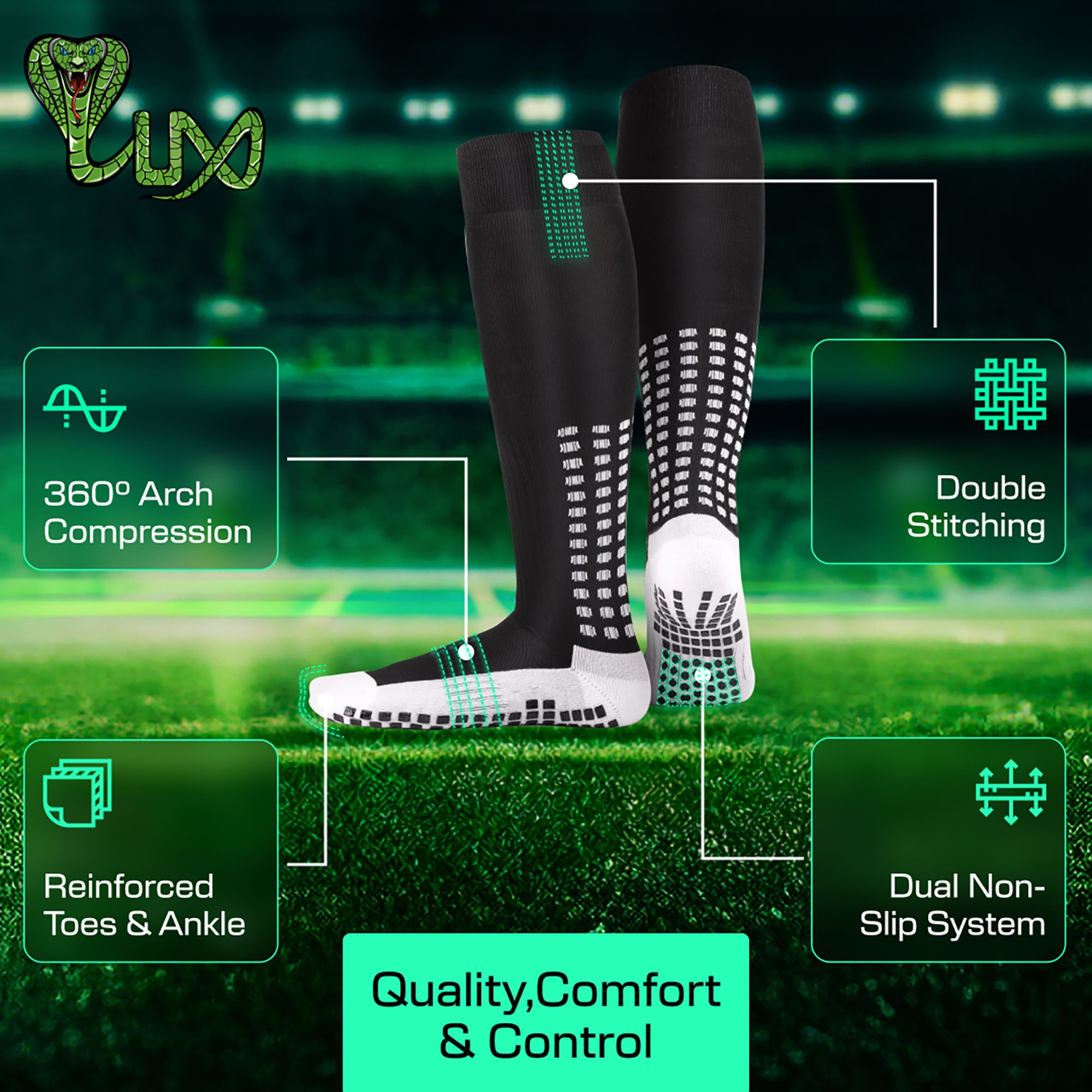LUX Anti Slip Soccer Knee Socks - 2 Pack product image