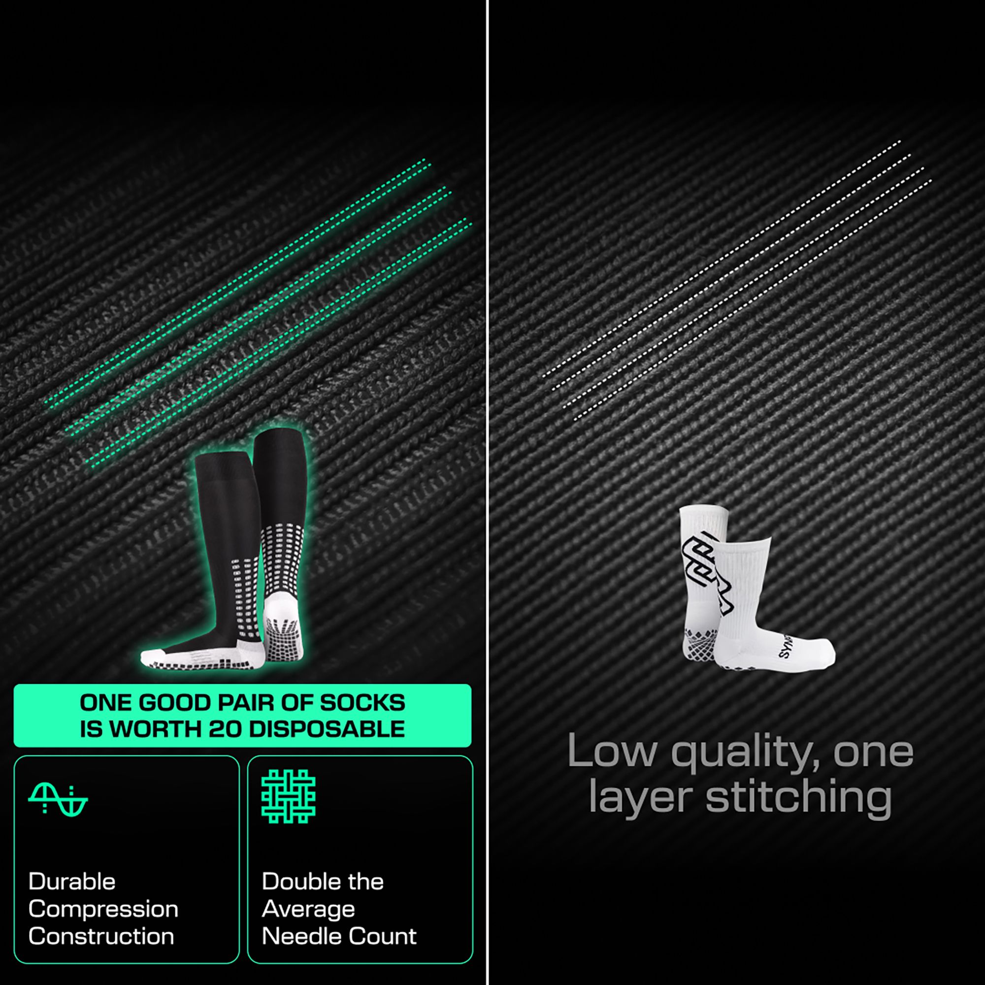 LUX Anti Slip Soccer Knee Socks - 2 Pack product image