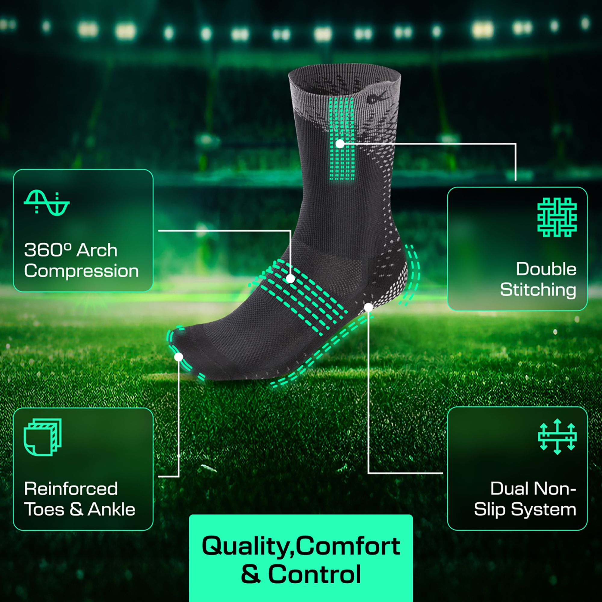 LUX Performance Grip Cleat Calf Socks - 2 Pack product image