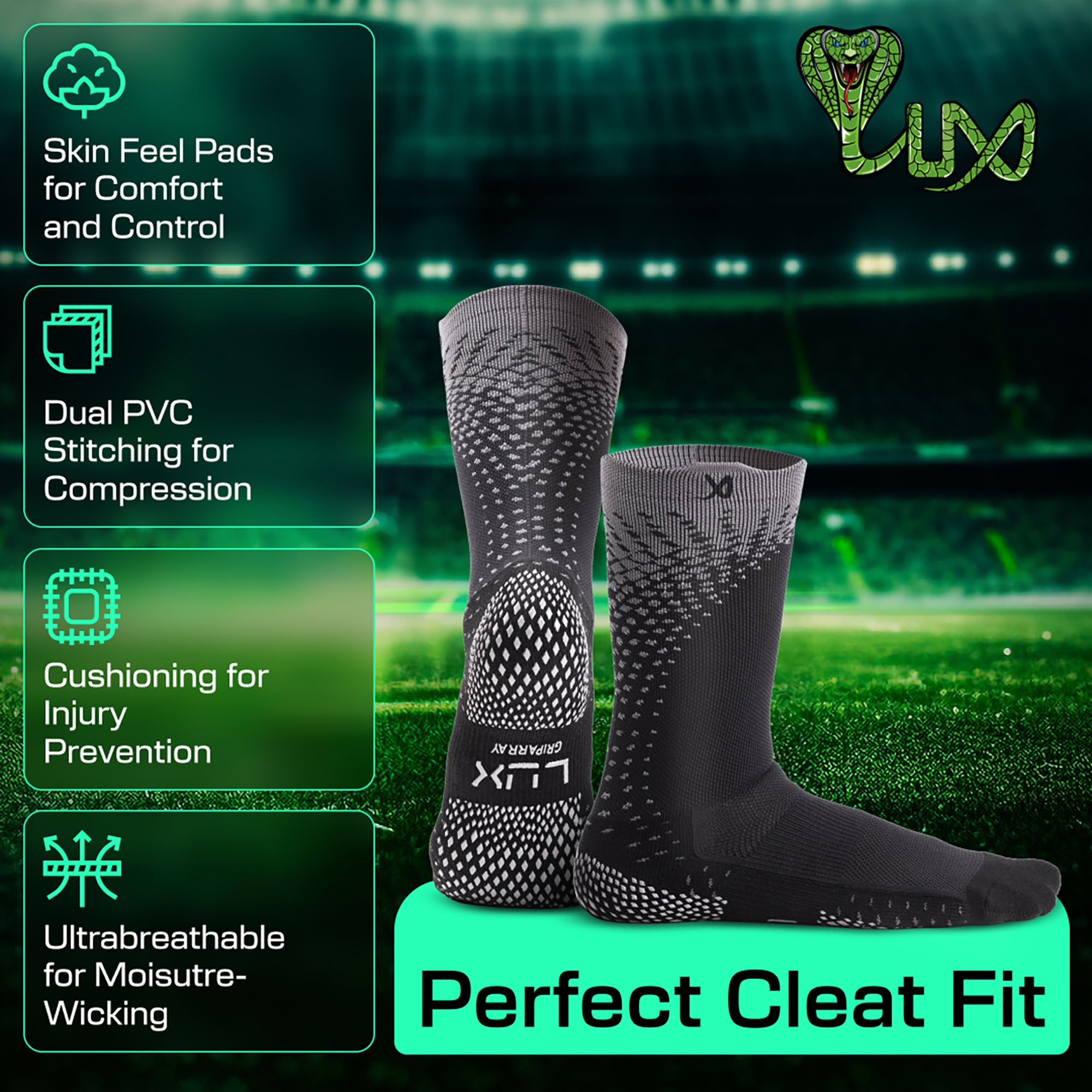 LUX Performance Grip Cleat Calf Socks - 2 Pack product image
