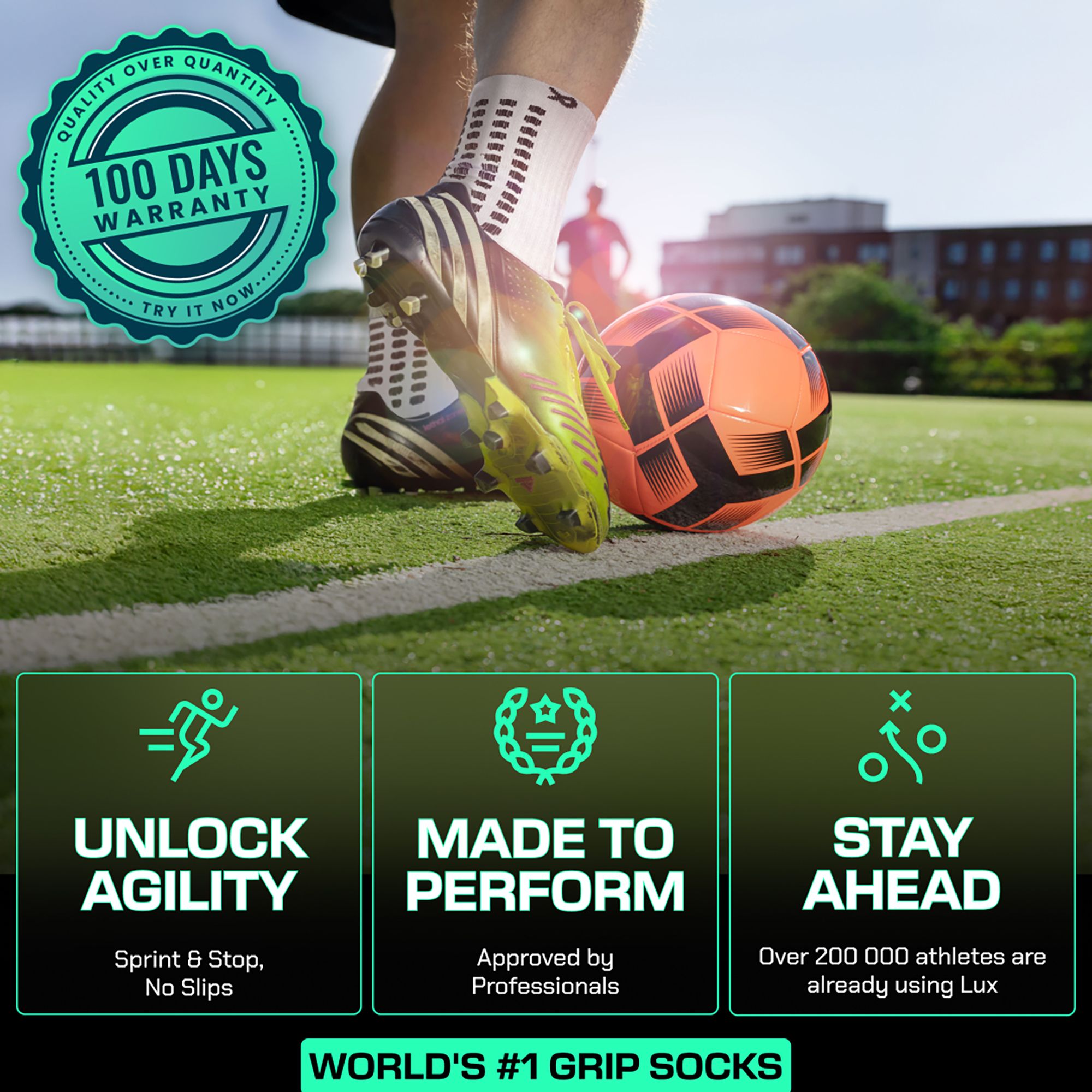 LUX Anti Slip Soccer Calf Socks - 3 Pack product image