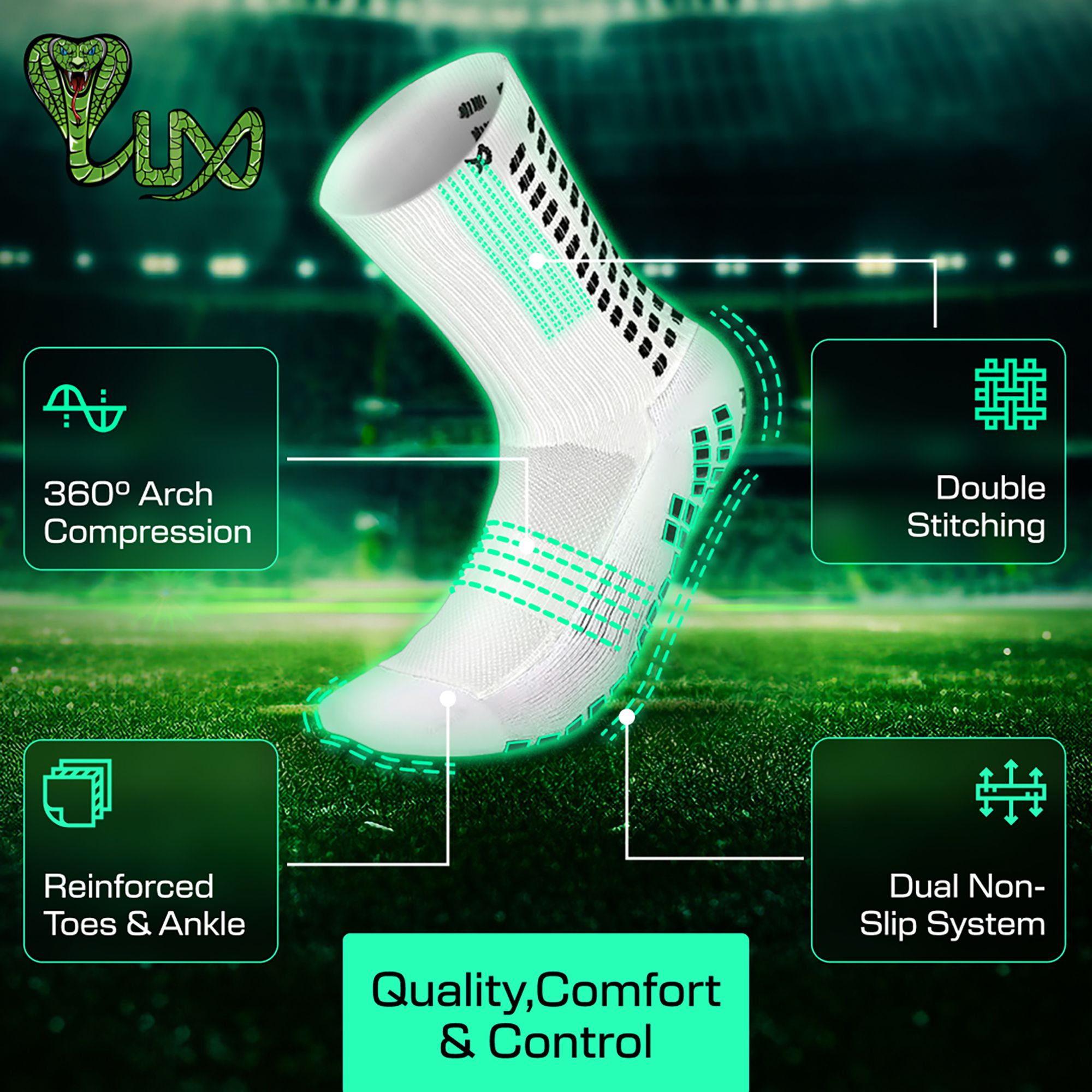 LUX Anti Slip Soccer Calf Socks - 3 Pack product image