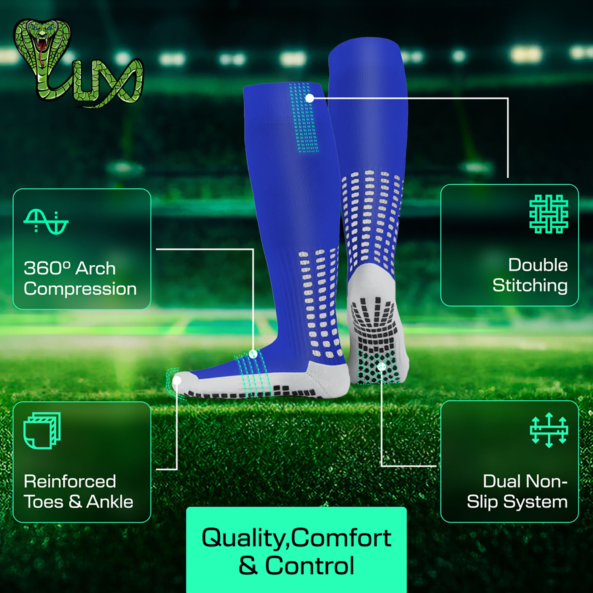 Lux Anti Slip Soccer Knee Socks - 3 Pack product image