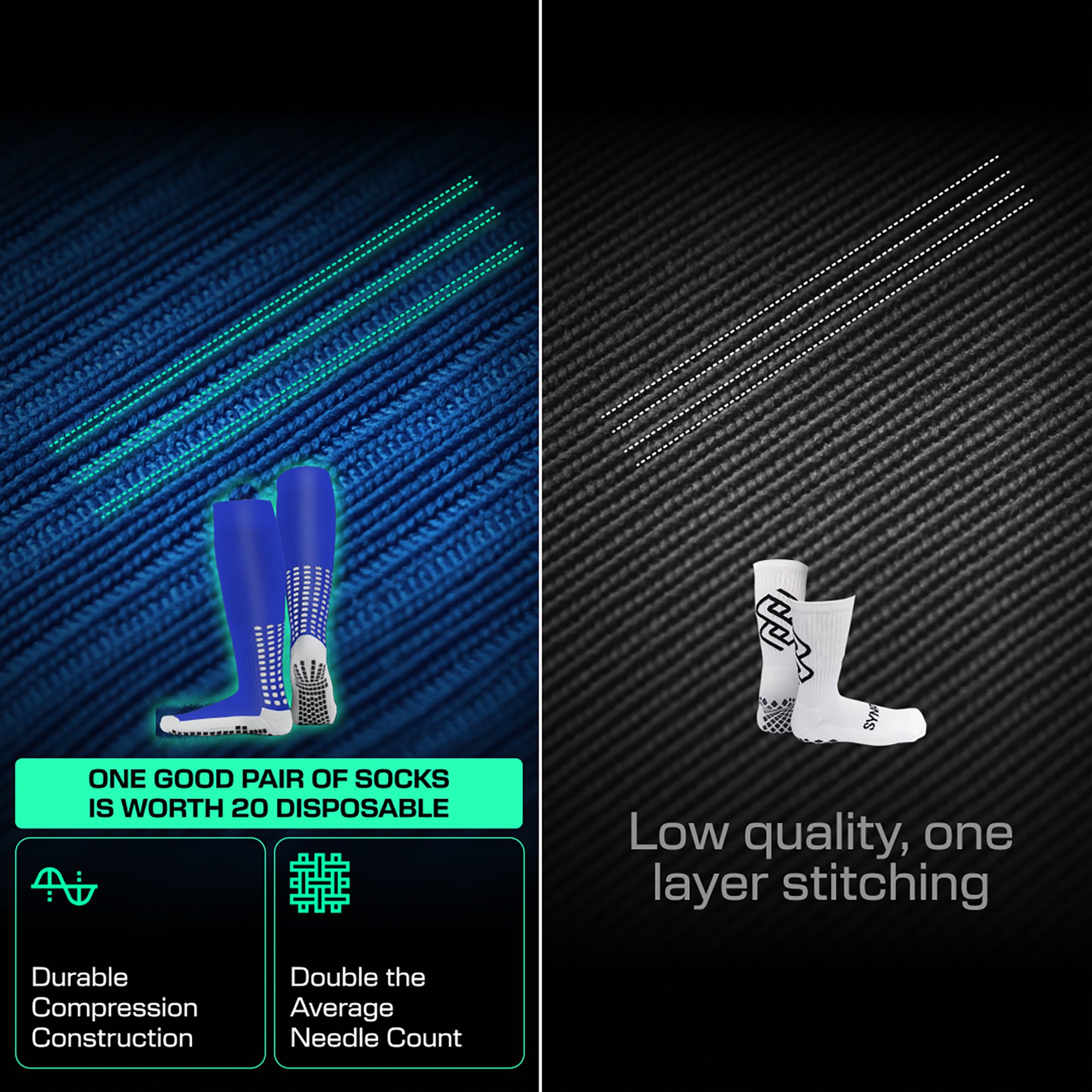 Lux Anti Slip Soccer Knee Socks - 3 Pack product image