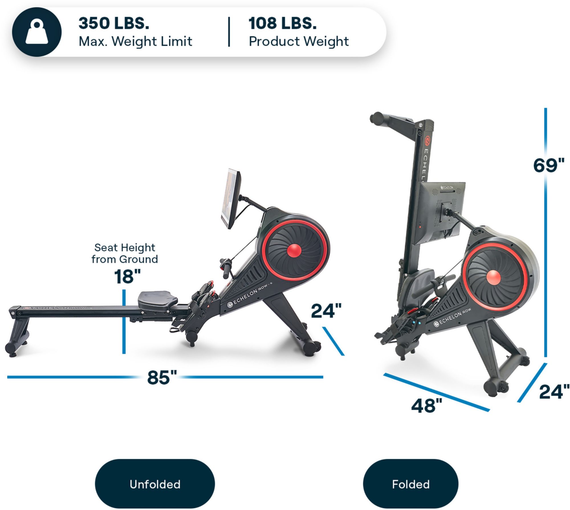Echelon Row-S Indoor Rowing Machine with 22" class Rotating HD Touchscreen and Magnetic Resistance product image