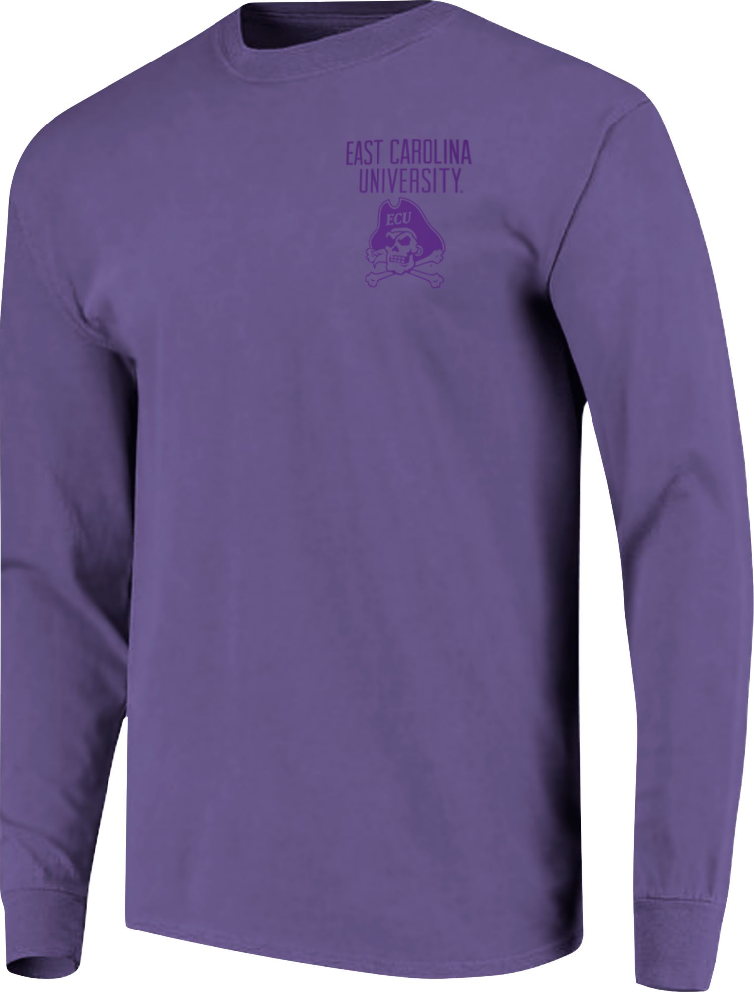 Image One Men's East Carolina Pirates Purple Building Strip Long Sleeve T-Shirt product image