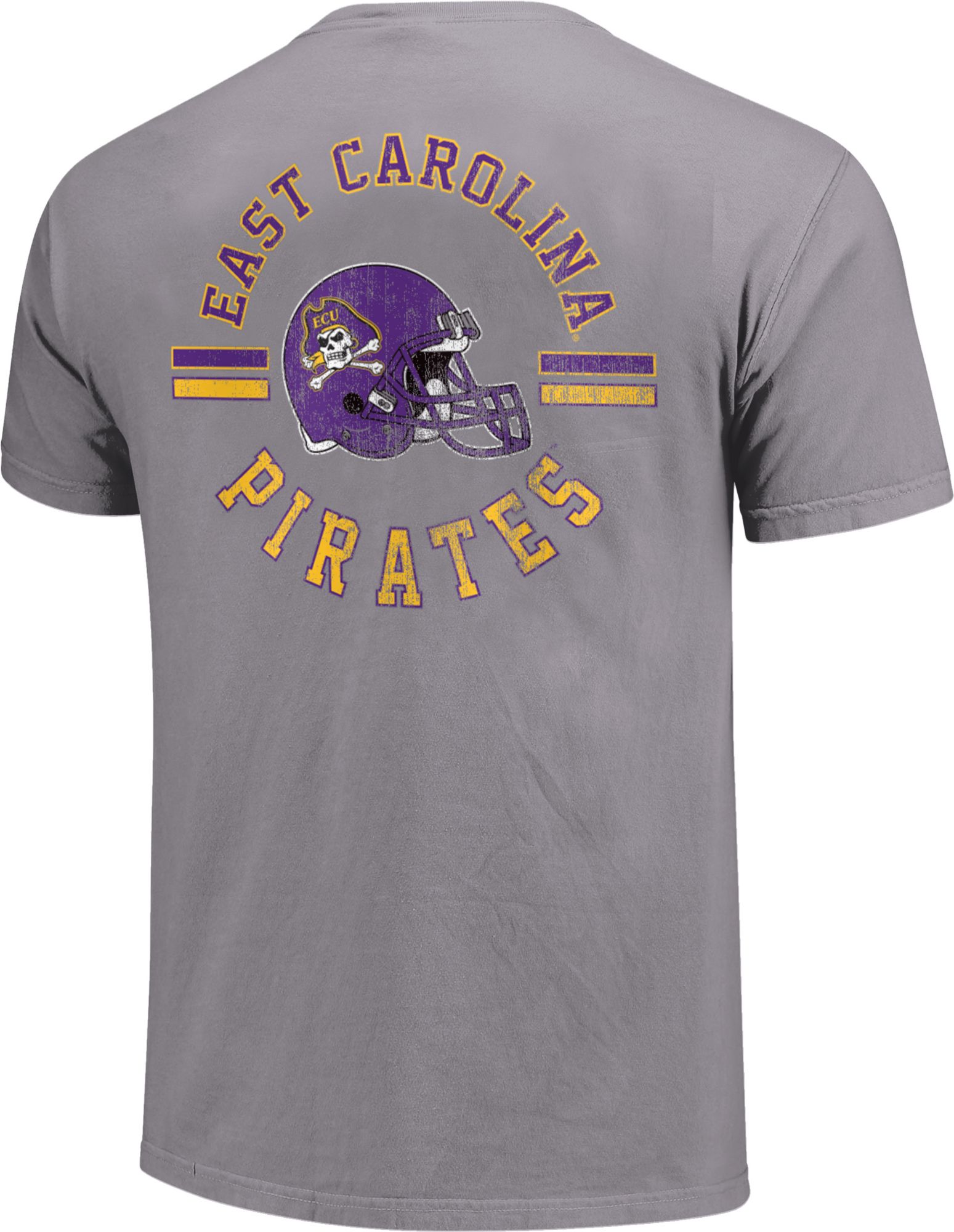 Image One Men's East Carolina Pirates Grey Helmet Arch T-Shirt