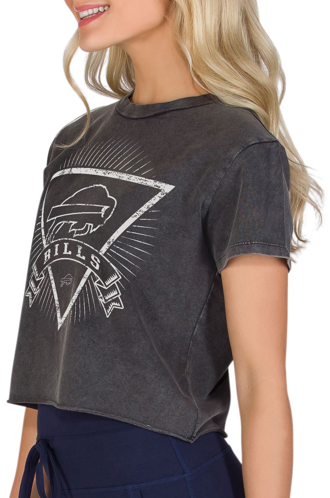 Concepts Sport Women's Buffalo Bills Charcoal Acid Wash Cropped T-Shirt product image