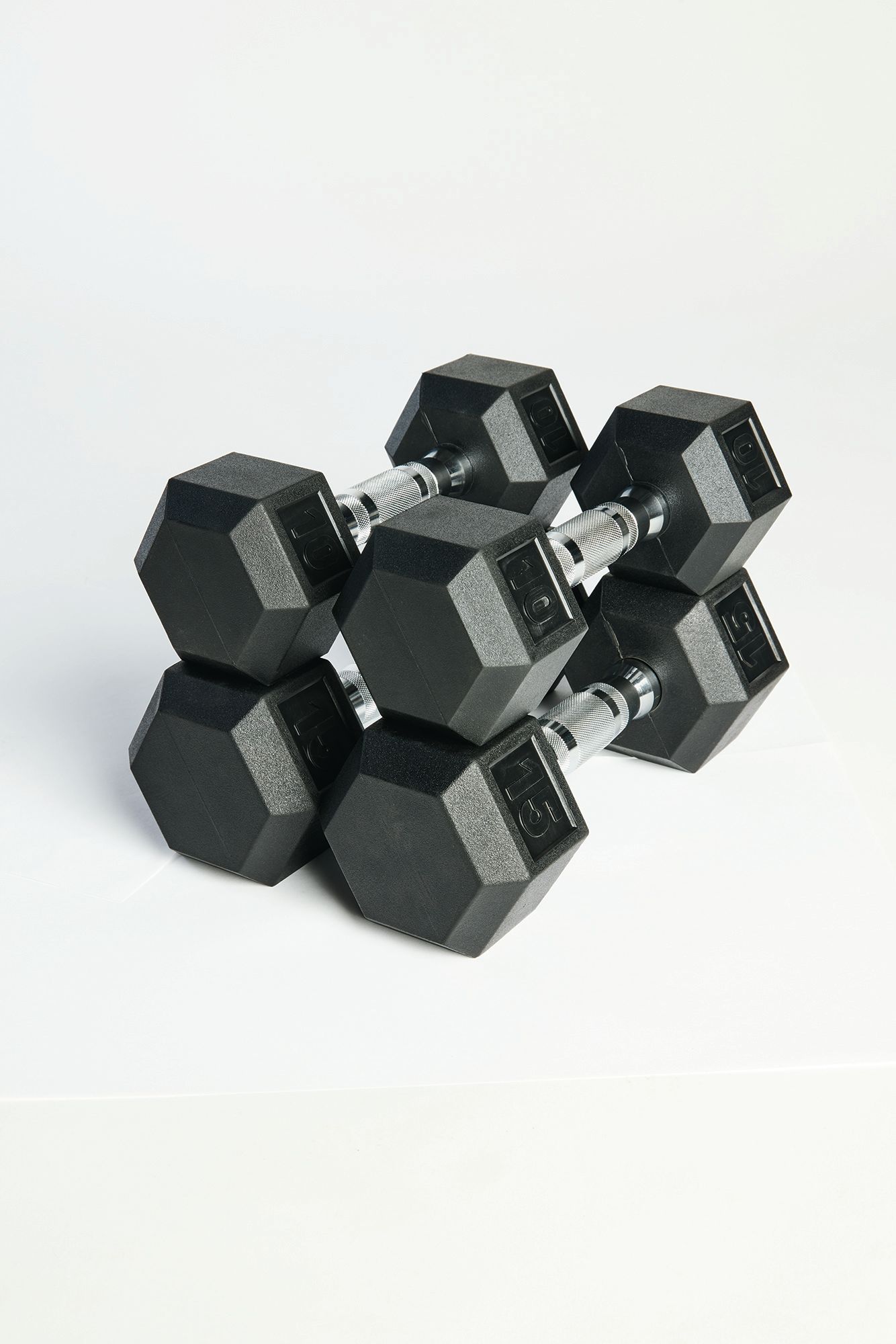 ETHOS 150 lb Rubber Hex Dumbbell Set+ Rack product image