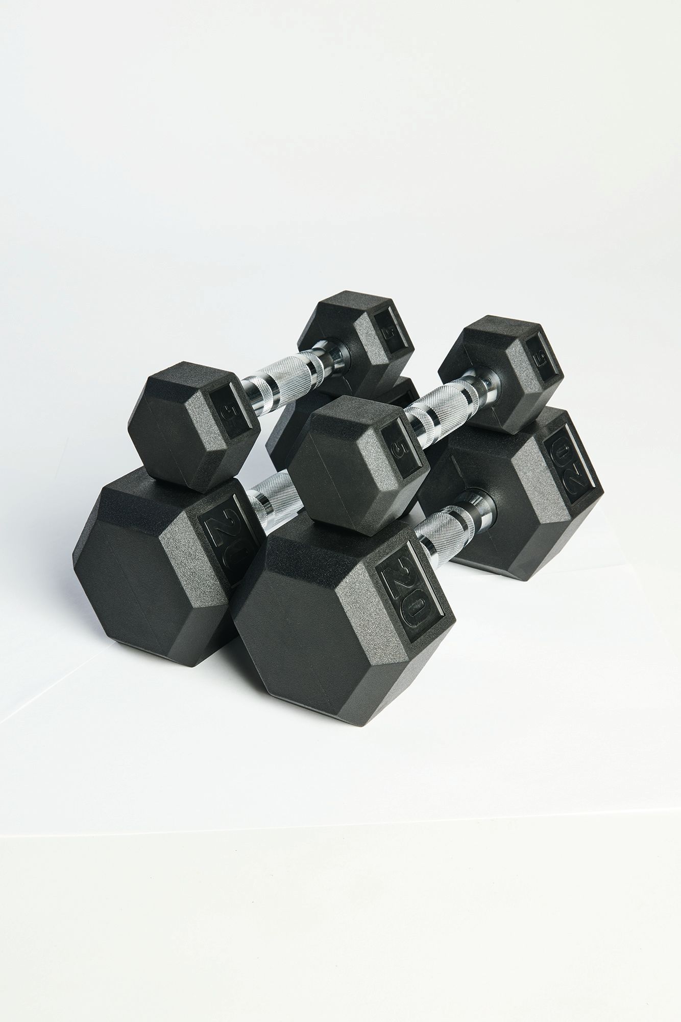 ETHOS 150 lb Rubber Hex Dumbbell Set+ Rack product image