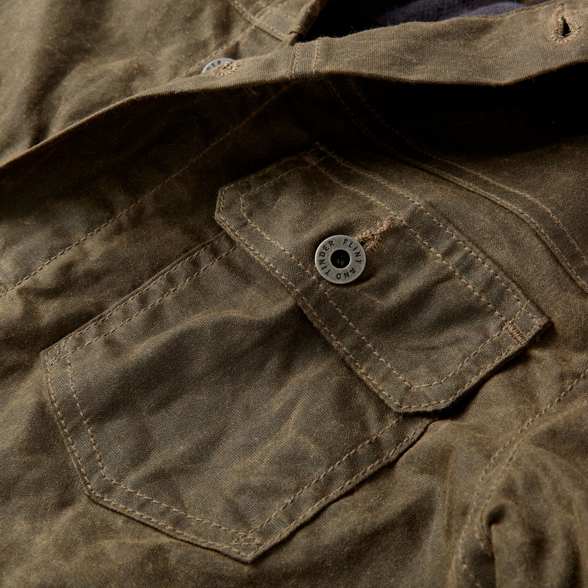 Huckberry Men's Flannel-Lined Waxed Trucker Jacket by Flint and Tinder product image