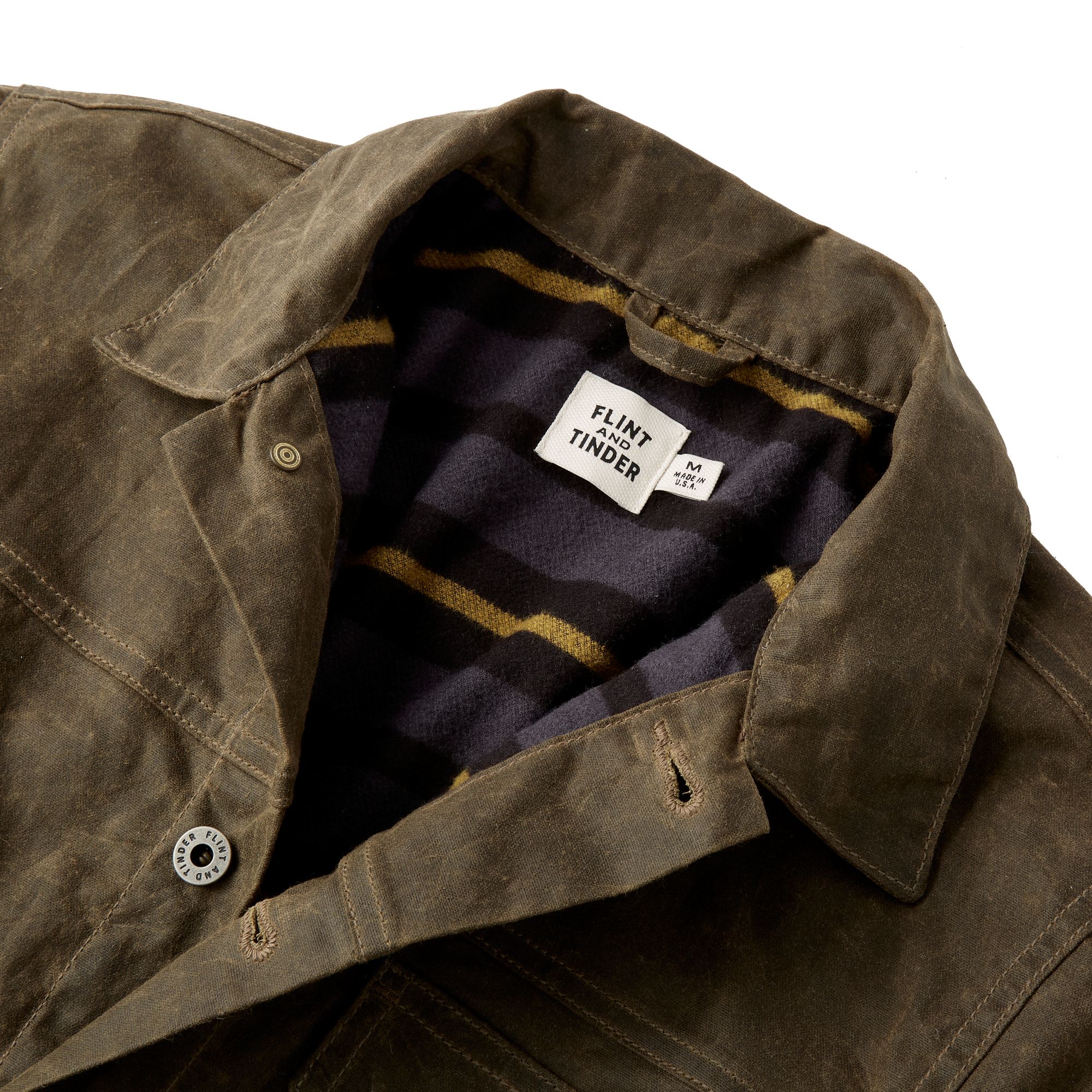 Huckberry Men's Flannel-Lined Waxed Trucker Jacket by Flint and Tinder product image