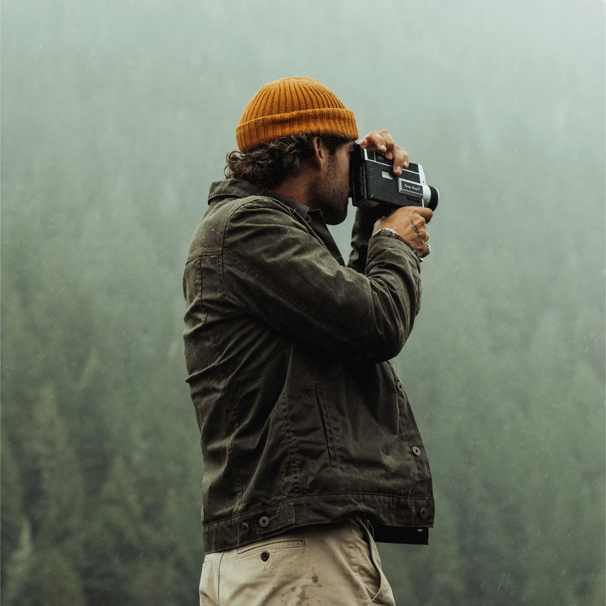 Huckberry Men's Flannel-Lined Waxed Trucker Jacket by Flint and Tinder product image