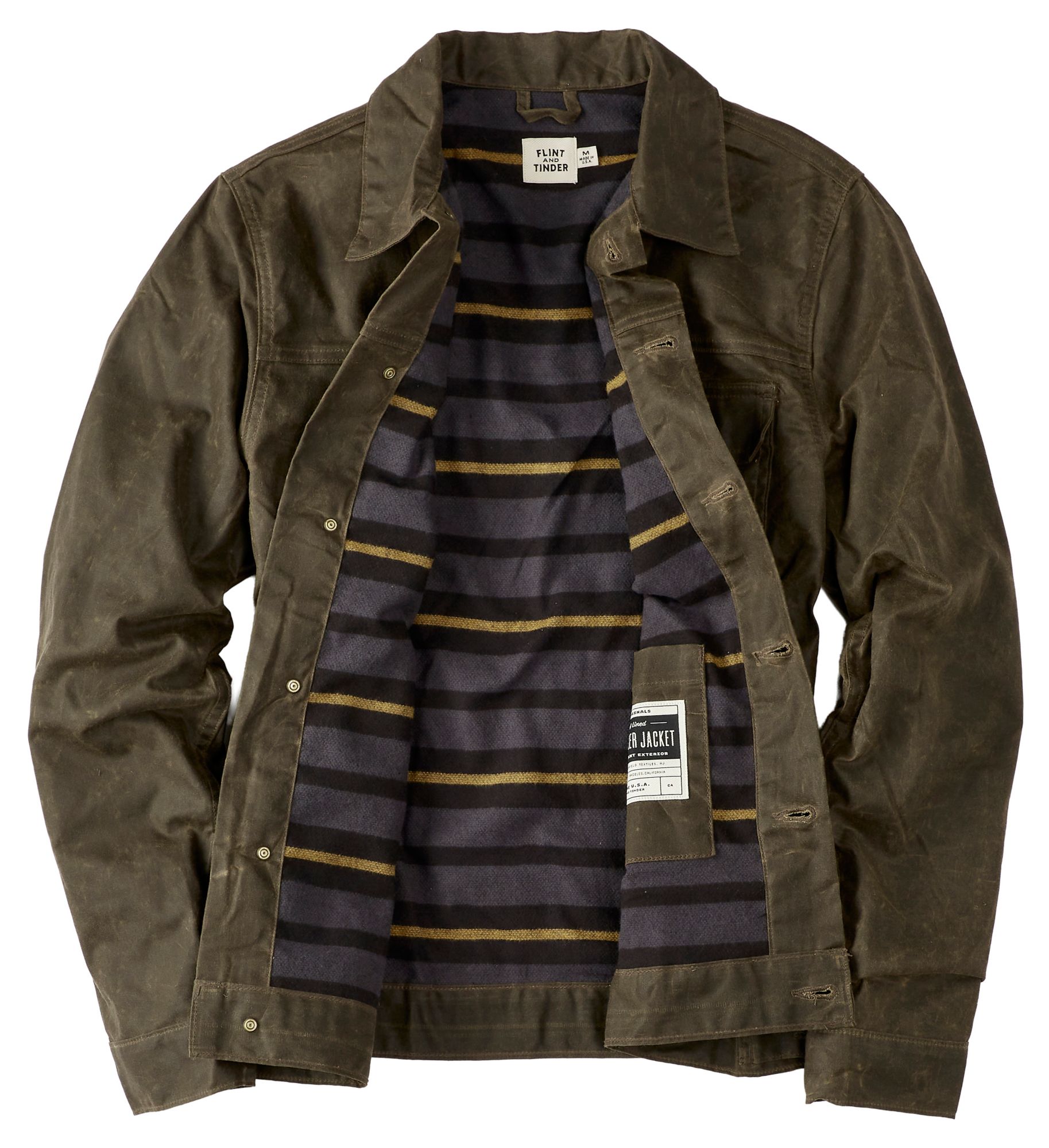 Huckberry Men's Flannel-Lined Waxed Trucker Jacket by Flint and Tinder product image