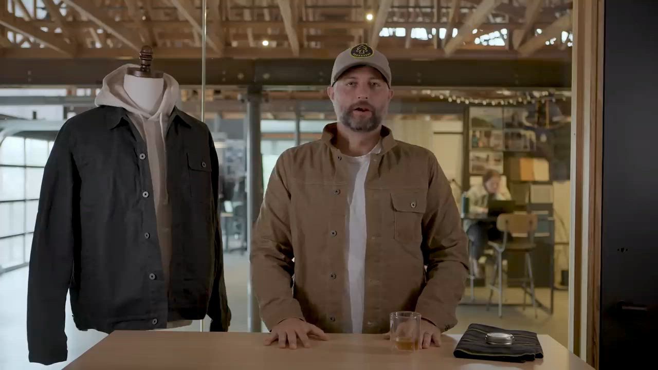 Huckberry Men's Flannel-Lined Waxed Trucker Jacket by Flint and Tinder product