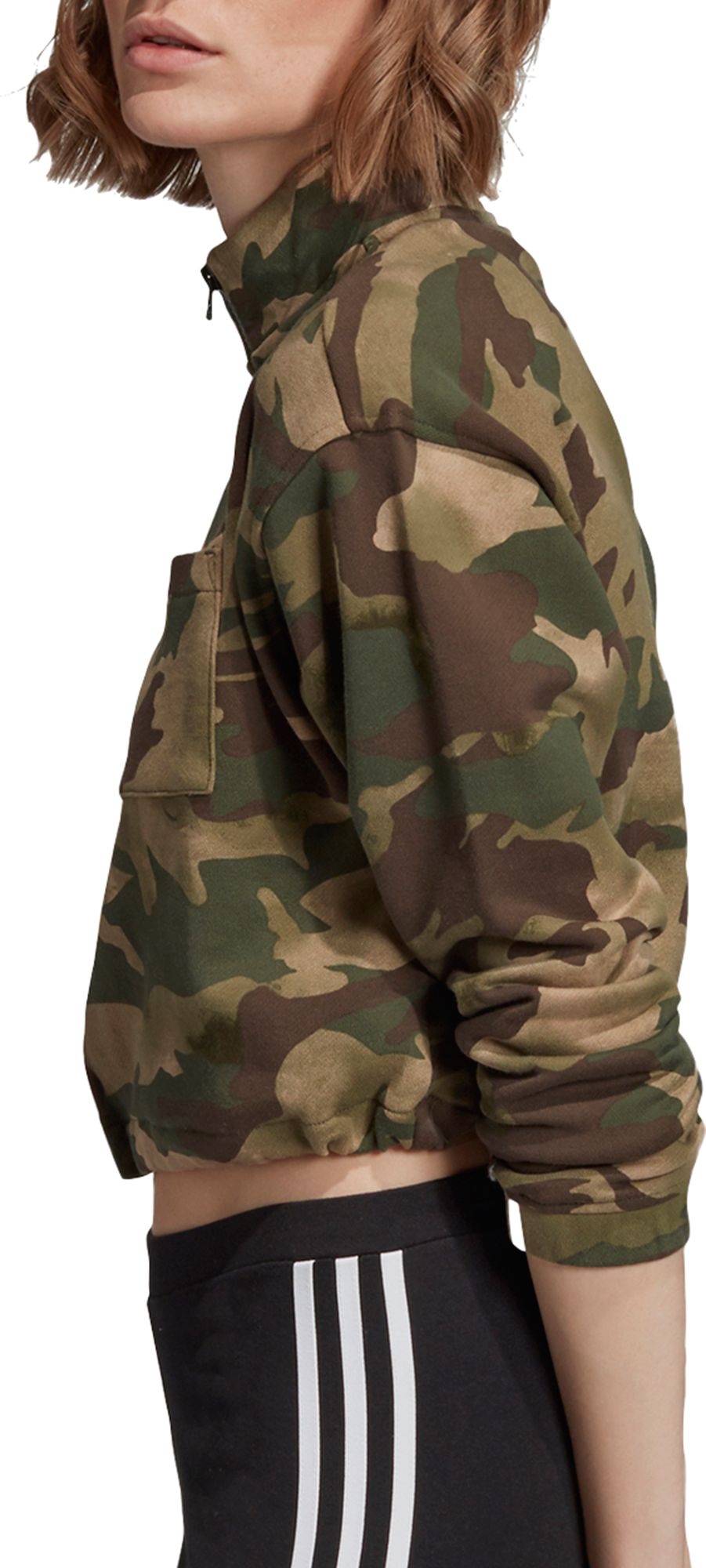 camo half zip pullover women's