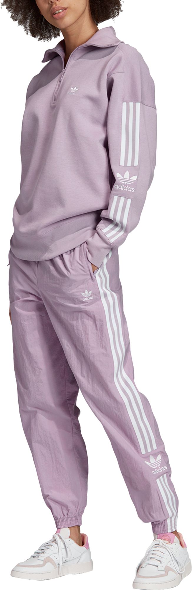 cream adidas track pants