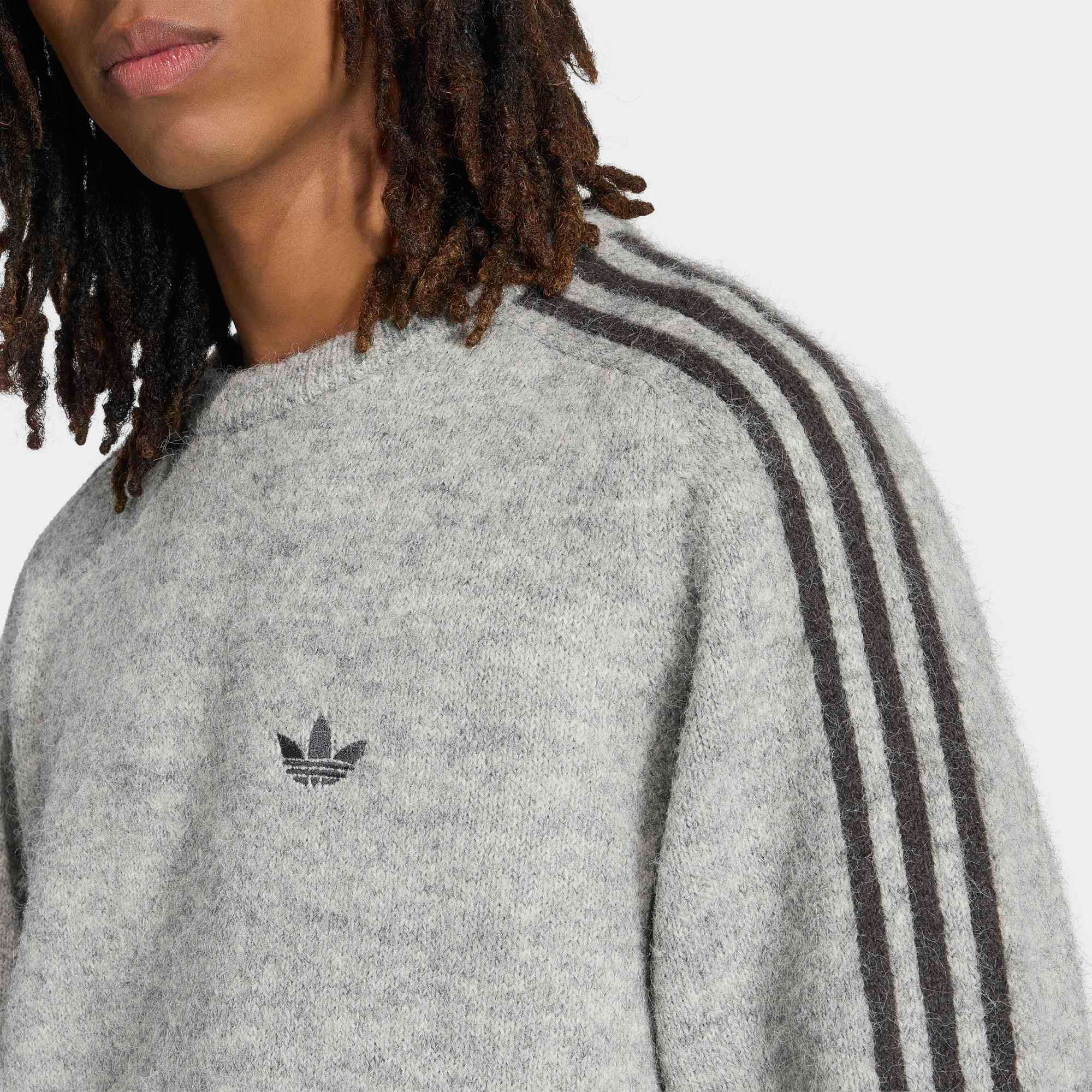 adidas Originals Men's 3 Stripes Fluffy Knit Crew Sweatshirt product image