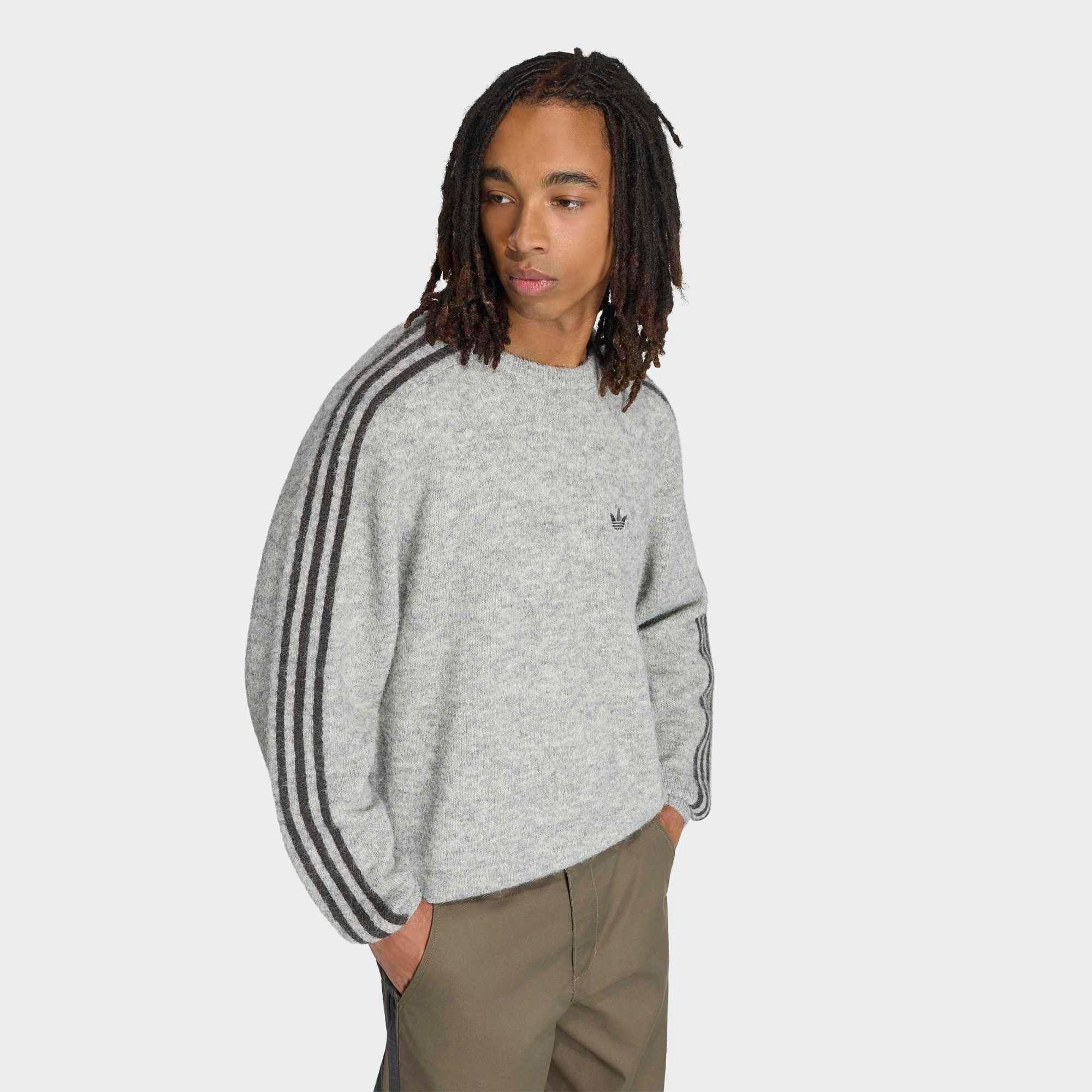 adidas Originals Men's 3 Stripes Fluffy Knit Crew Sweatshirt product image