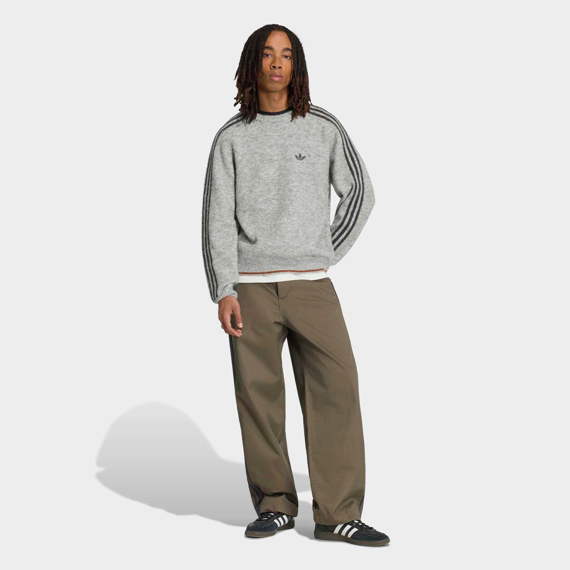 adidas Originals Men's 3 Stripes Fluffy Knit Crew Sweatshirt product image