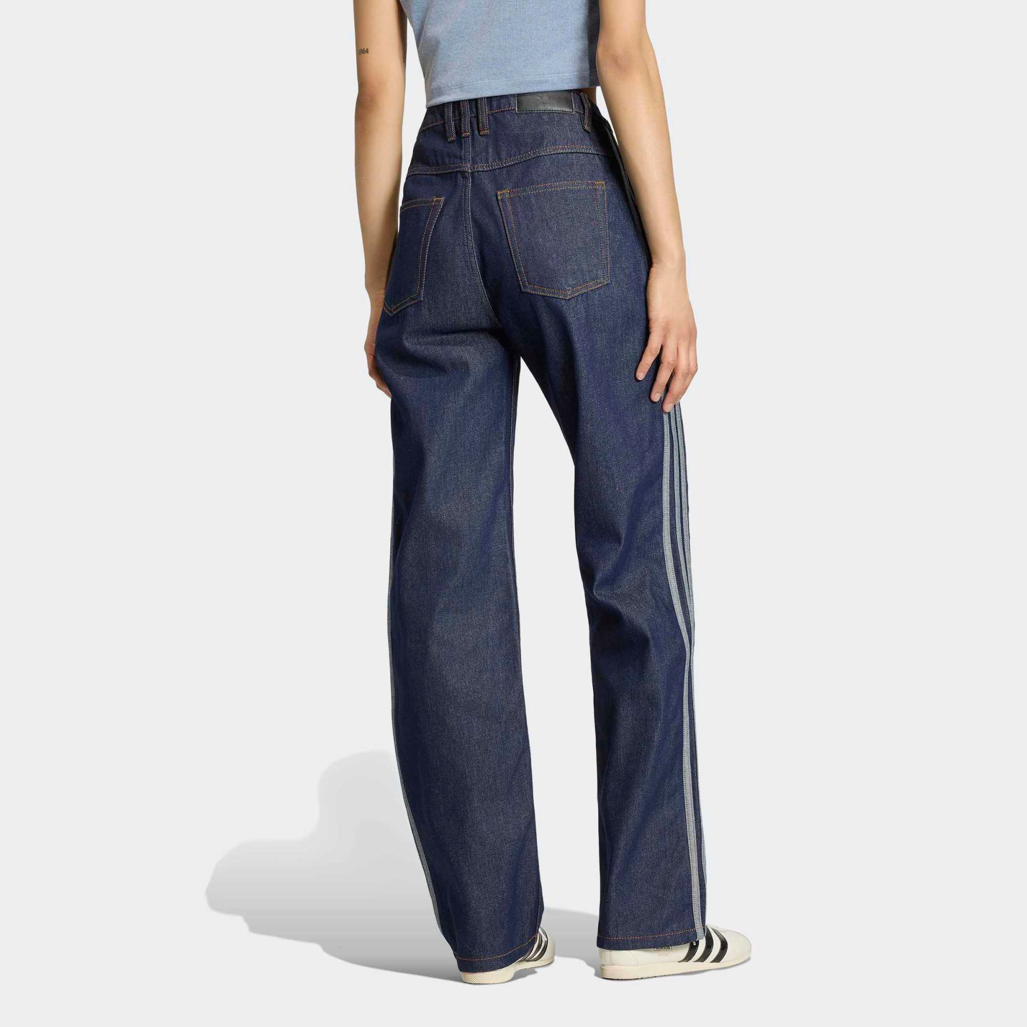 adidas Originals Women's Firebird Denim Mid Rise Straight Jeans product image