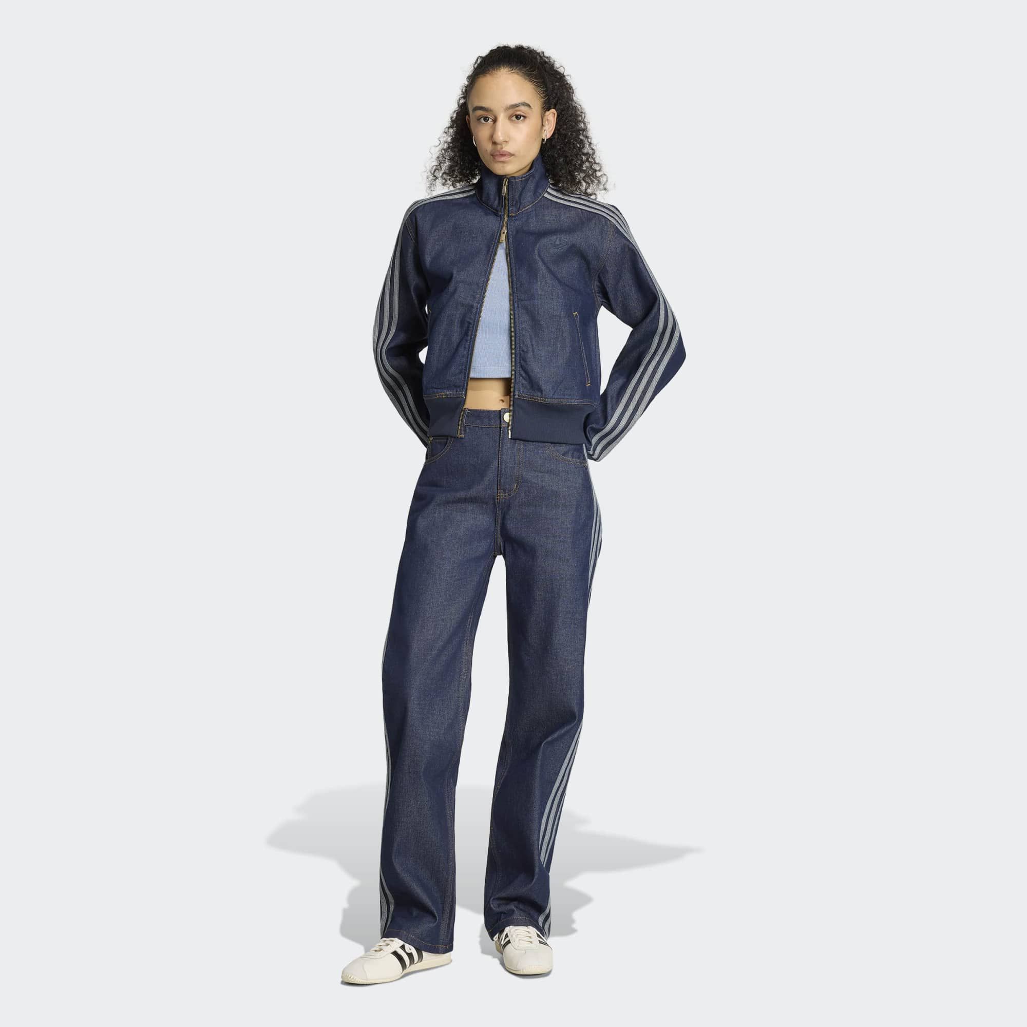 adidas Originals Women's Firebird Denim Mid Rise Straight Jeans product image