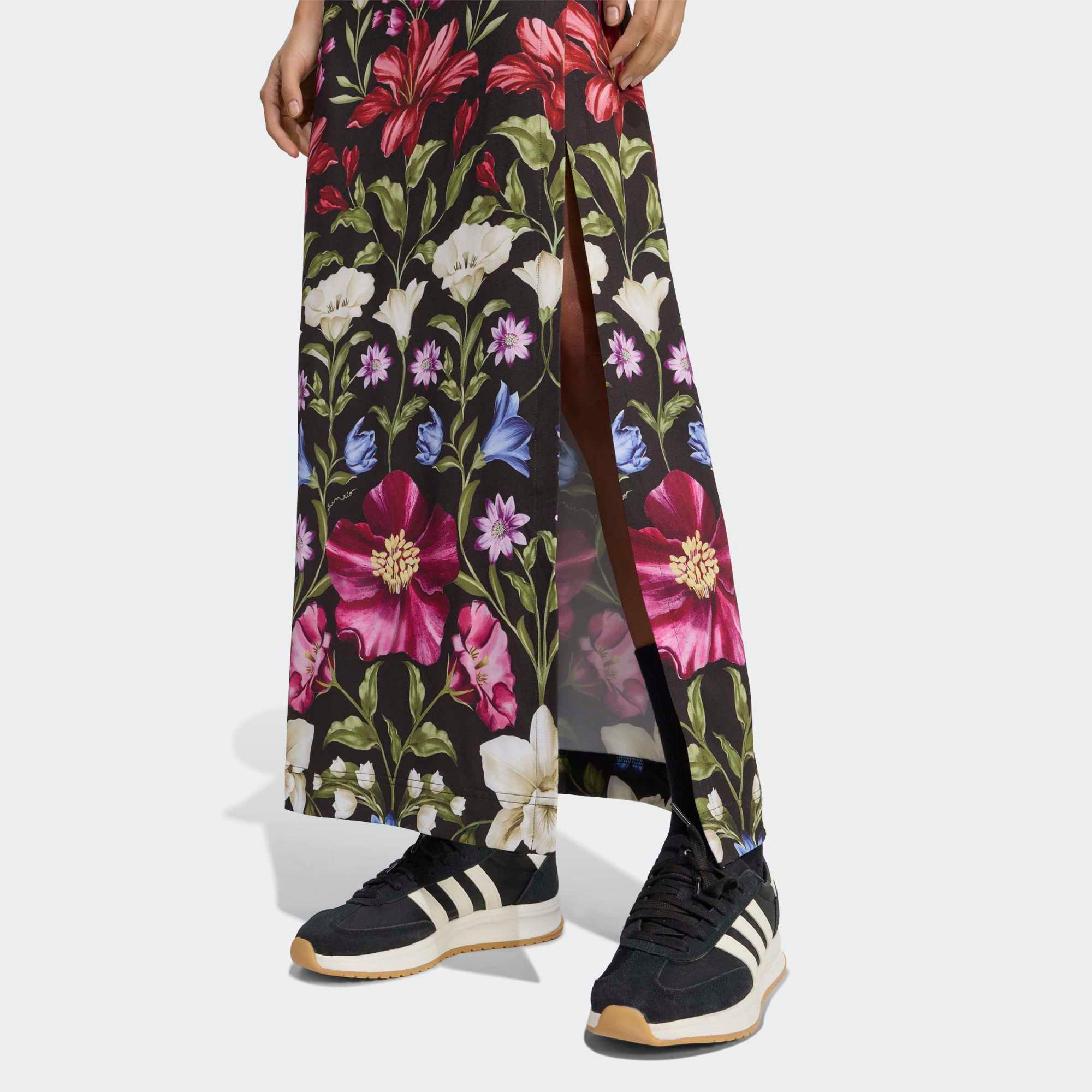 adidas originals farm big floral print midi dress adidas x FARM RIO Women's PREMIUM Dress, Small, Floral/Black