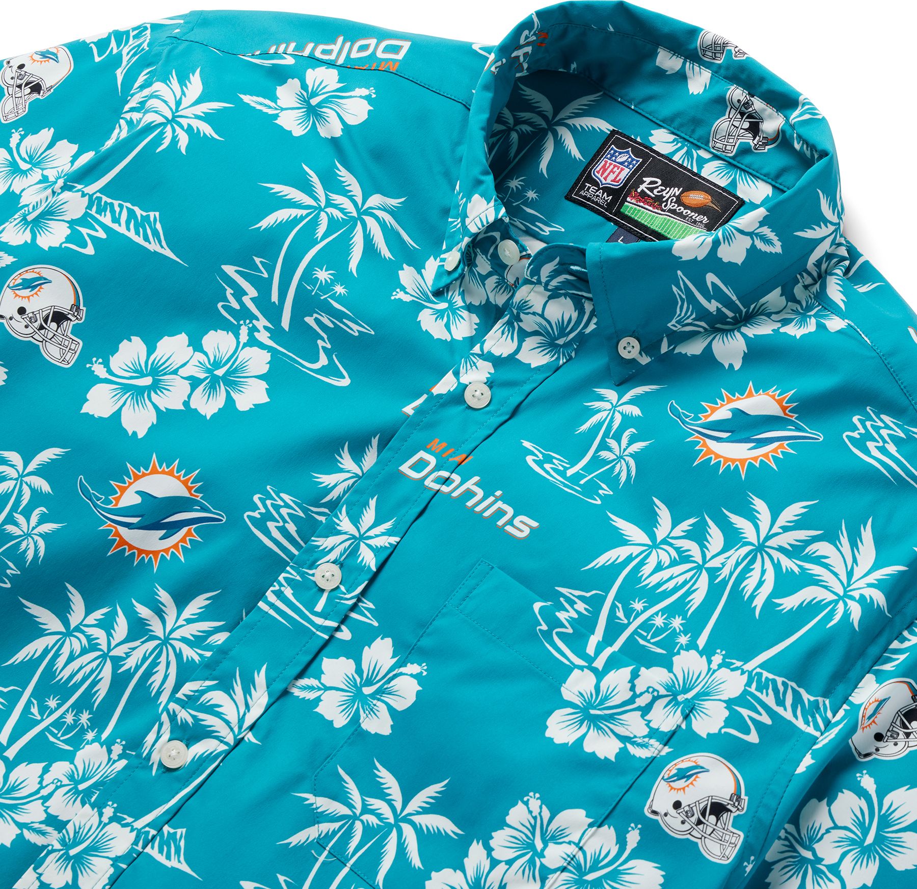 Reyn Spooner Men's Miami Dolphins Aqua Performance Button-Down Shirt product image