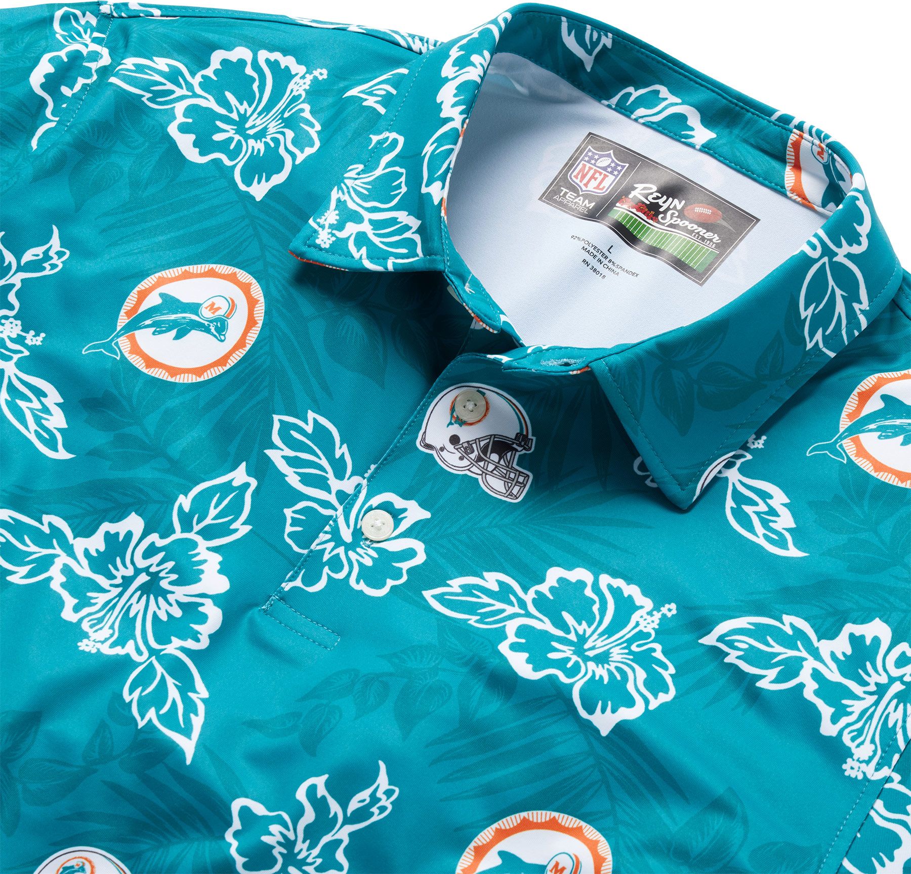 Reyn Spooner Men's Miami Dolphins Throwback Aqua Performance Polo product image