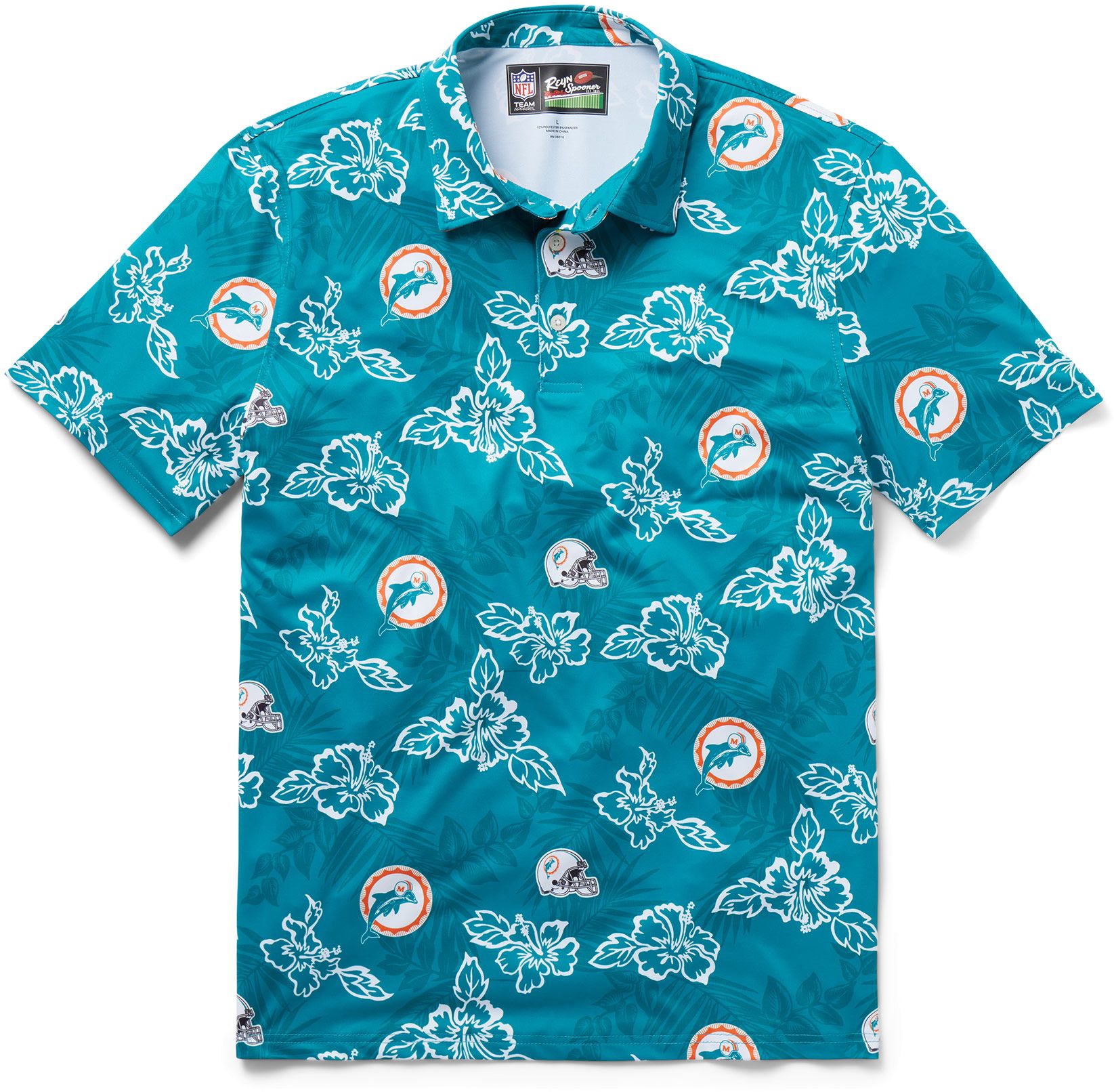Reyn Spooner Men's Miami Dolphins Throwback Aqua Performance Polo product image