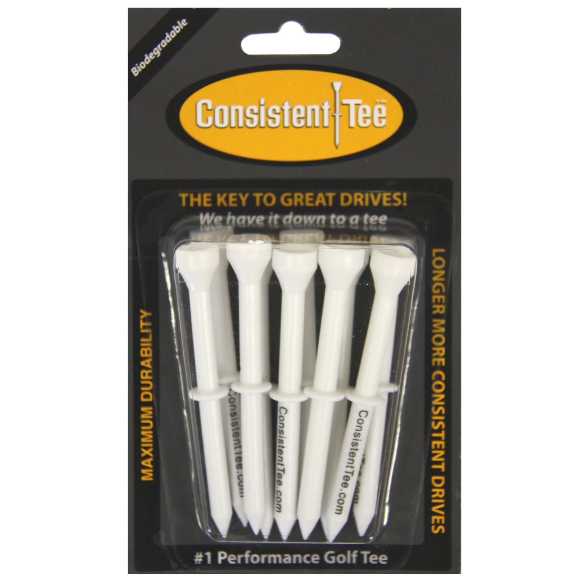 Consistent-Tee 3.25" White Golf Tees - 10 Pack