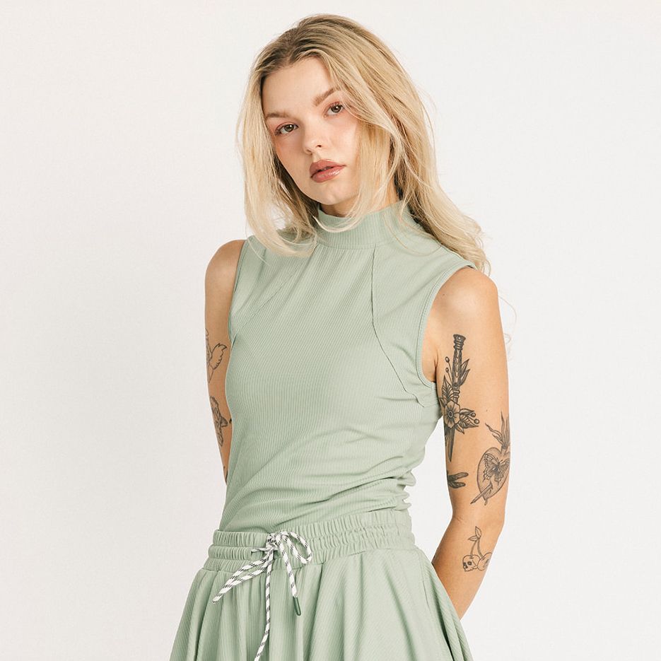 Fore All Women's Riptide Mock Neck Sleeveless Golf Shirt product image