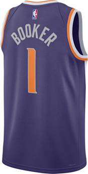 Nike Men's Phoenix Suns Devin Booker #1 Purple Hardwood Classic Dri-Fit Swingman Jersey, Small