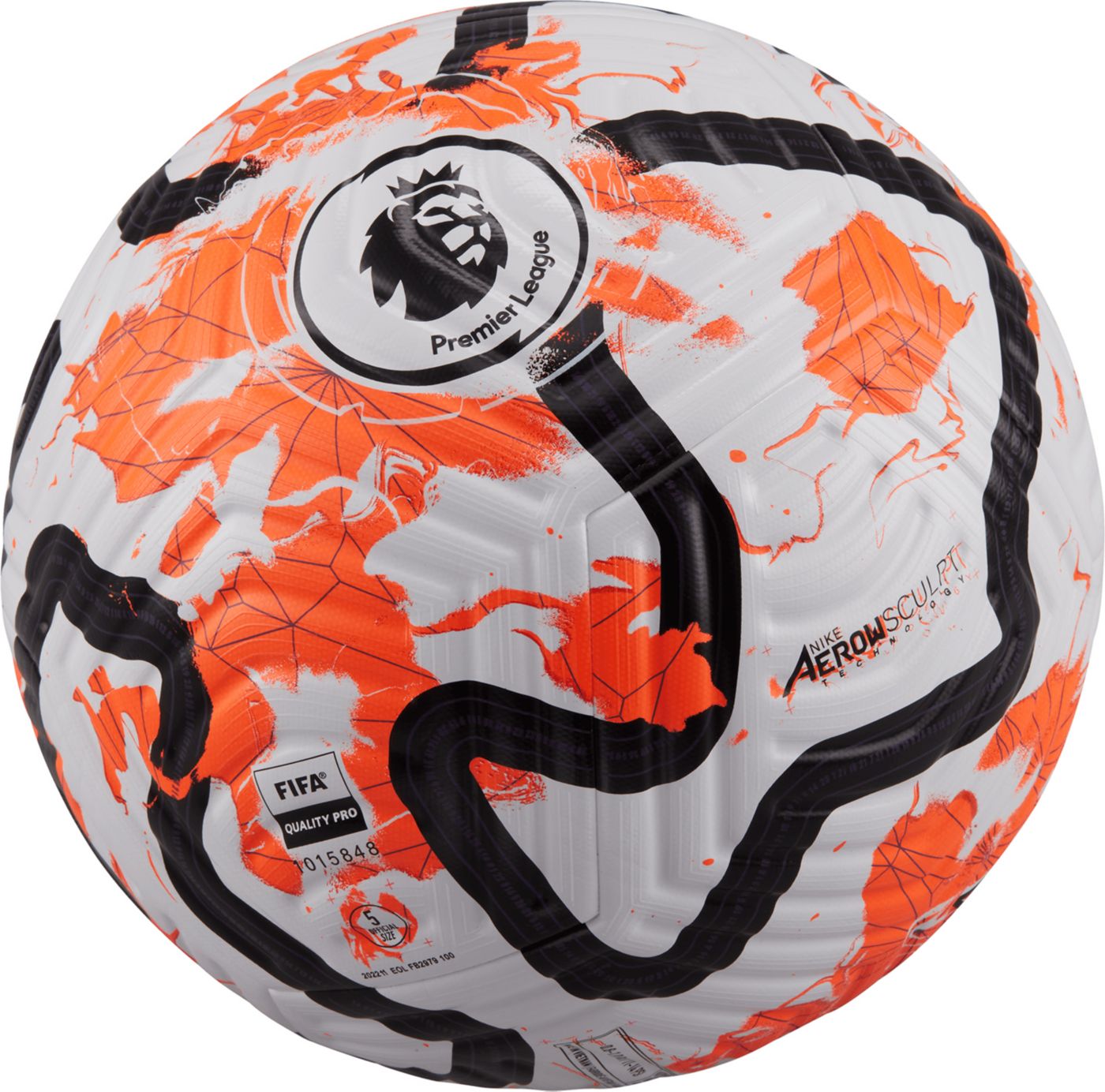 Nike Premier League Flight Soccer Ball 23 24 White Orange Size 5