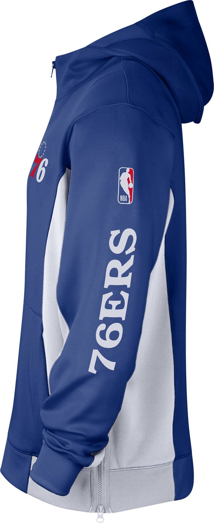 Nike Men's 2022-23 City Edition Philadelphia 76ers Blue Showtime Full Zip Sweatshirt, Medium