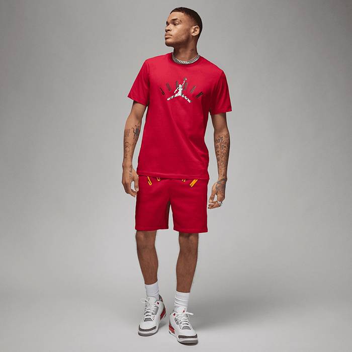 Jordan Flight MVP Fleece Sweat Shorts in Cardinal Red/Black/Sail