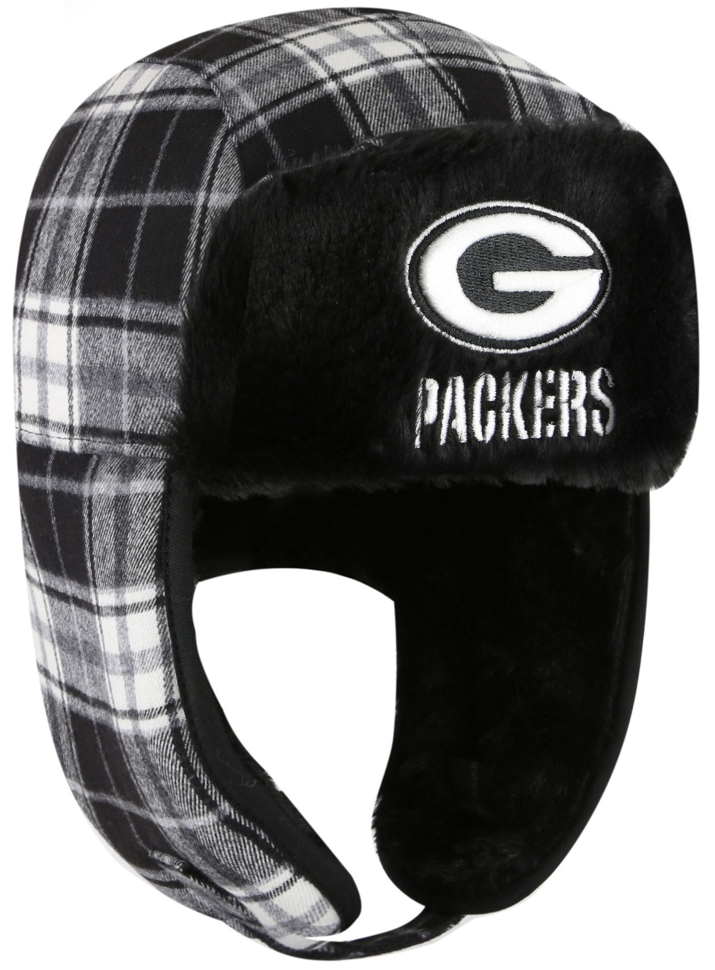 '47 Adult Green Bay Packers Black Plaid Trapper Knit Hat product image