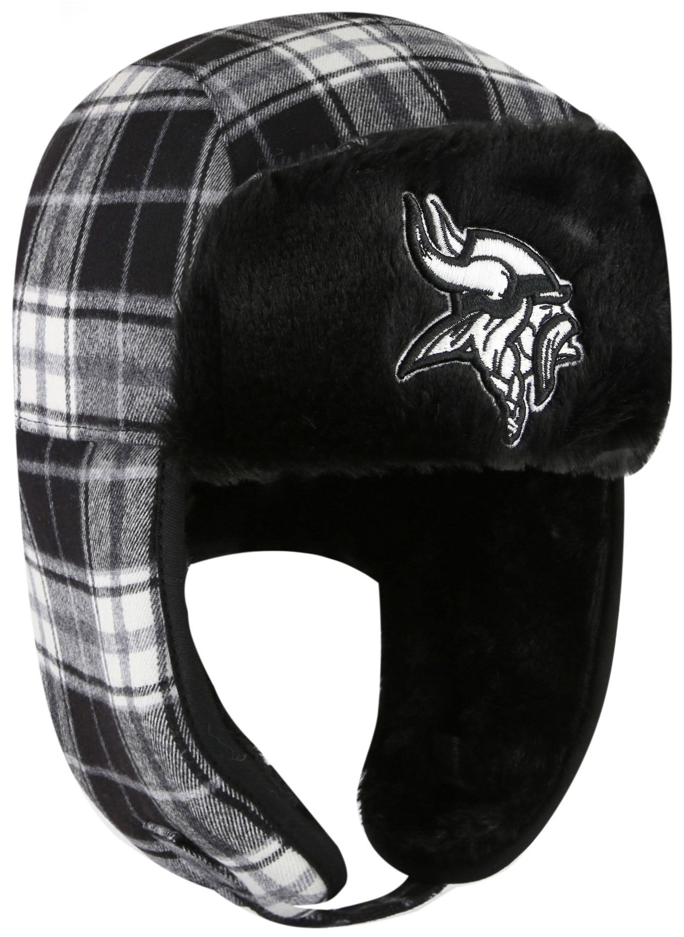 '47 Adult Minnesota Vikings Black Plaid Trapper Knit Hat product image