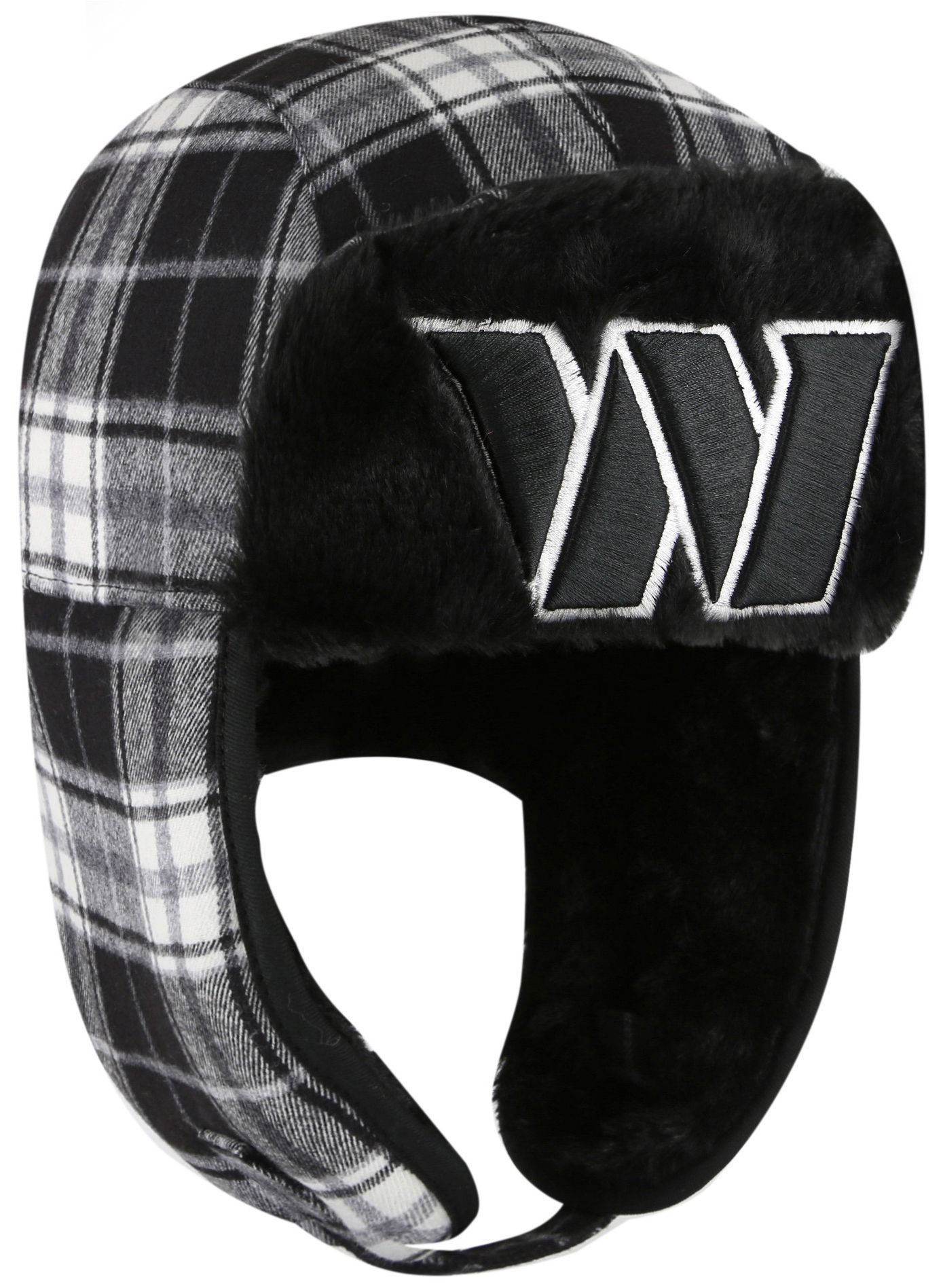 '47 Adult Washington Commanders Black Plaid Trapper Knit Hat product image