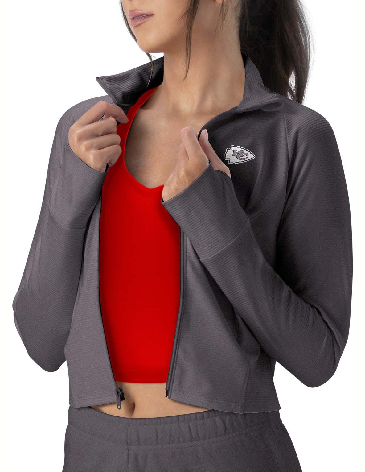 Certo Women's Kansas City Chiefs Dark Haze Cropped Rib Jacket product image
