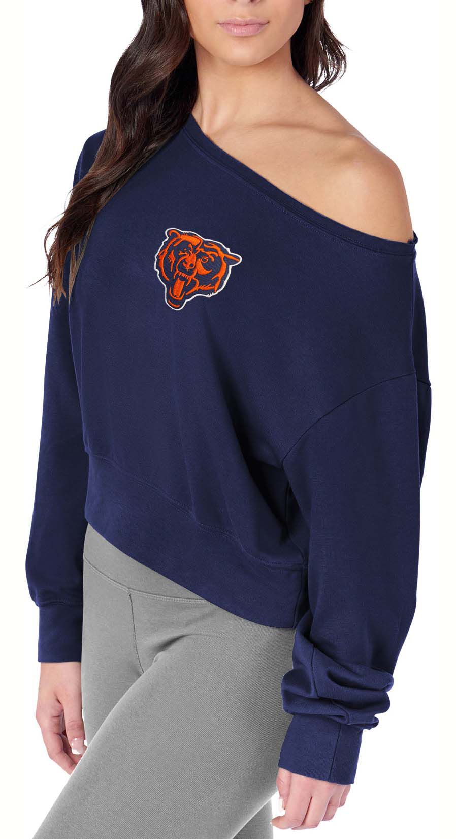 Certo Women's Chicago Bears Navy Off the Shoulder Crew Pullover product image