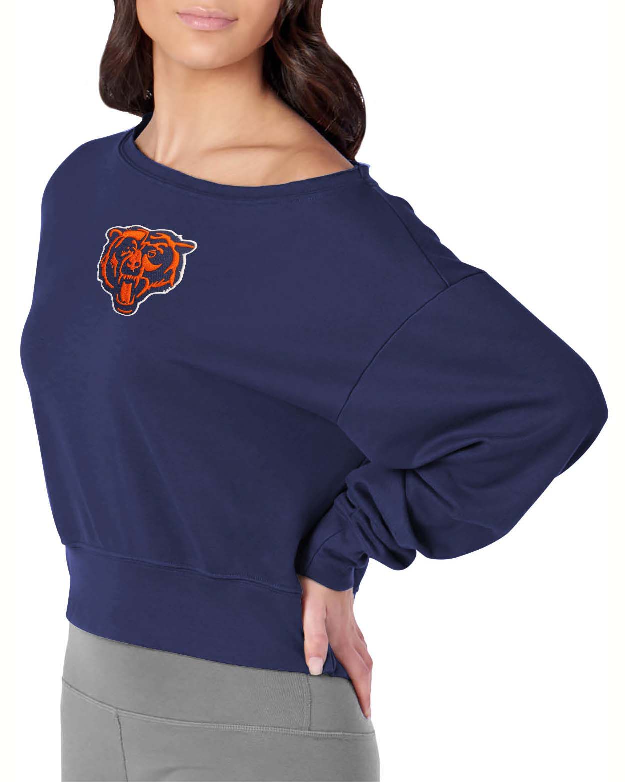 Certo Women's Chicago Bears Navy Off the Shoulder Crew Pullover product image