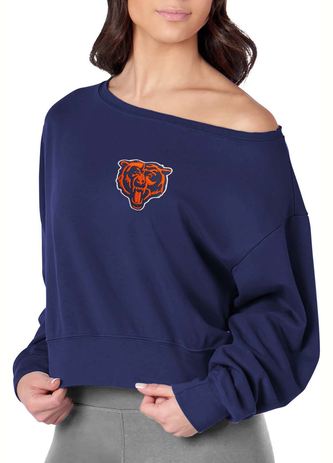 Certo Women's Chicago Bears Navy Off the Shoulder Crew Pullover product image