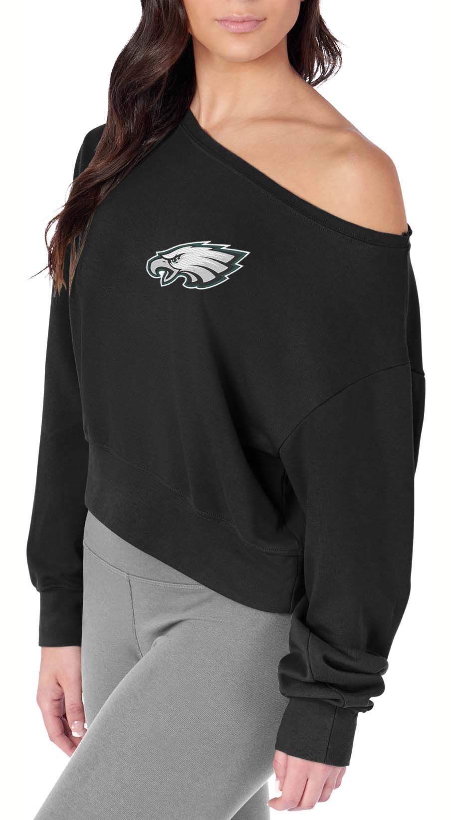 Certo Women's Philadelphia Eagles Black Off the Shoulder Crew Pullover product image