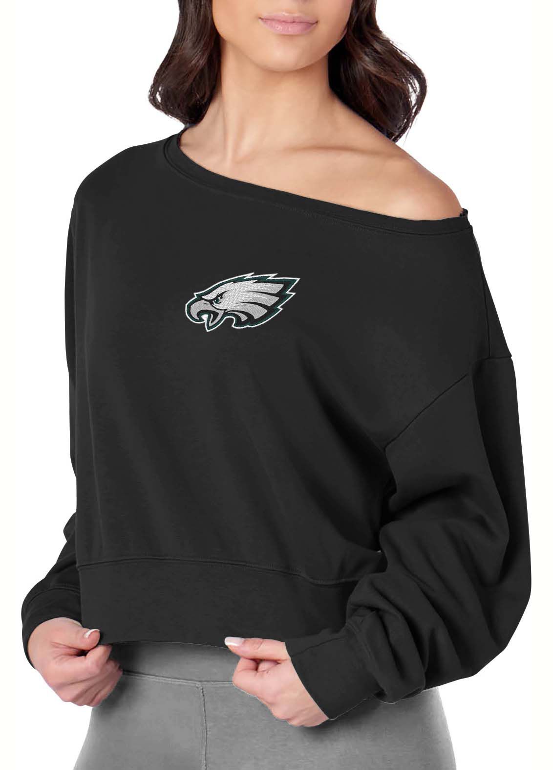 Certo Women's Philadelphia Eagles Black Off the Shoulder Crew Pullover product image