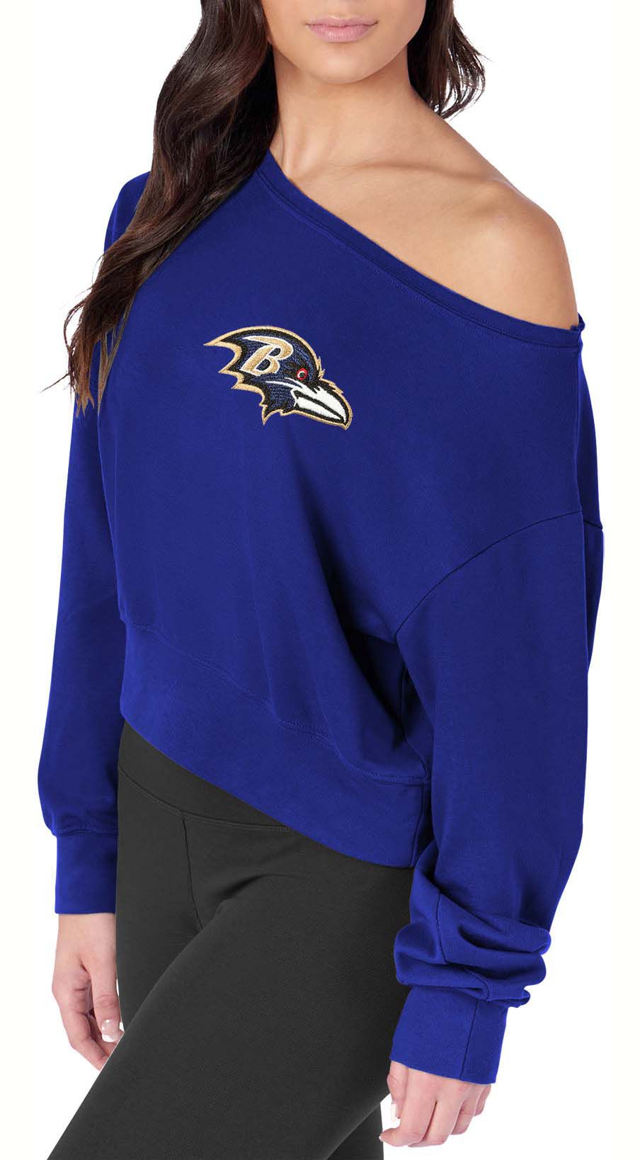 Certo Women's Baltimore Ravens Purple Off the Shoulder Crew Pullover product image